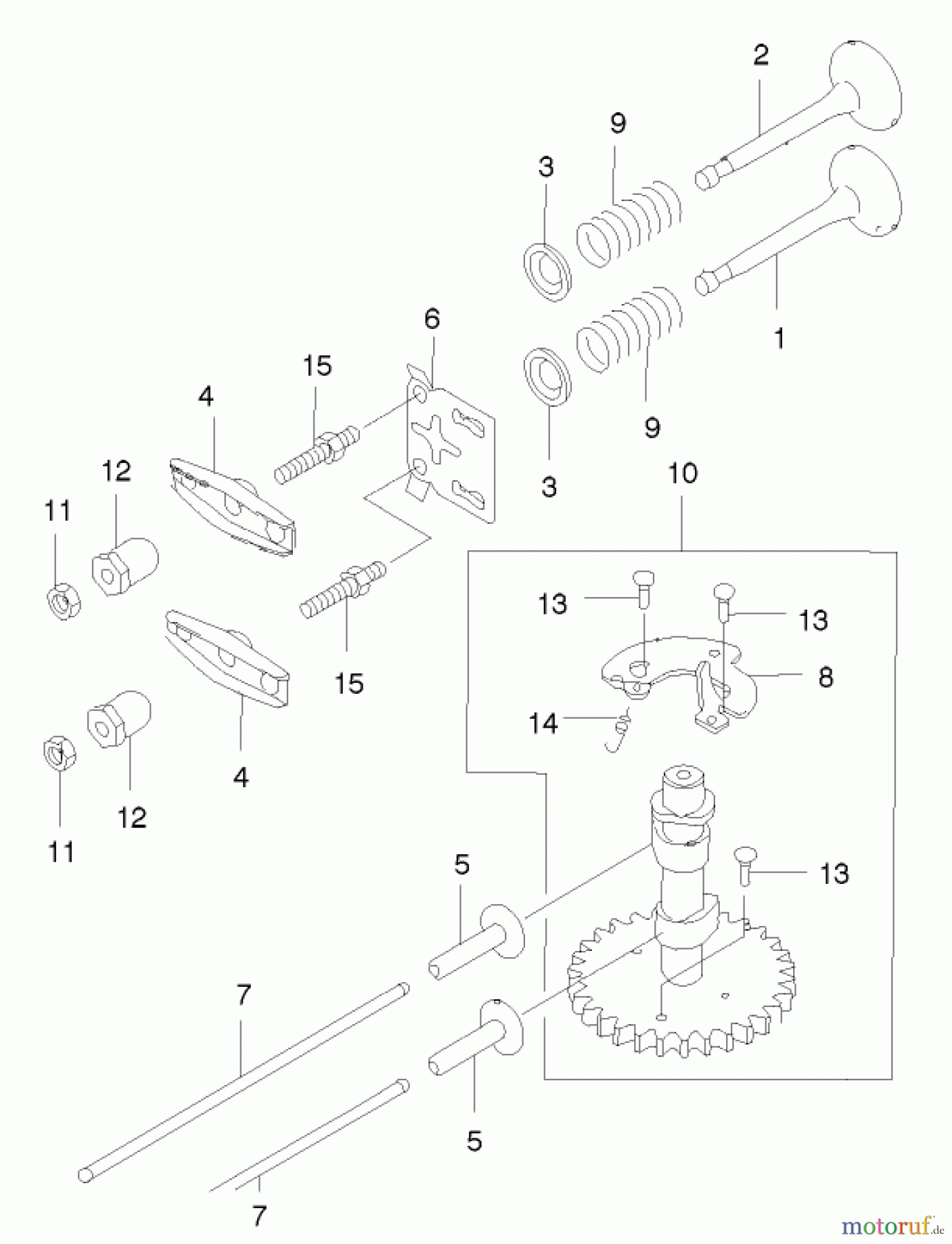  Toro Neu Mowers, Walk-Behind Seite 2 22171 - Toro Recycler Mower, 2001 (210000001-210999999) VALVE AND CAMSHAFT ASSEMBLY