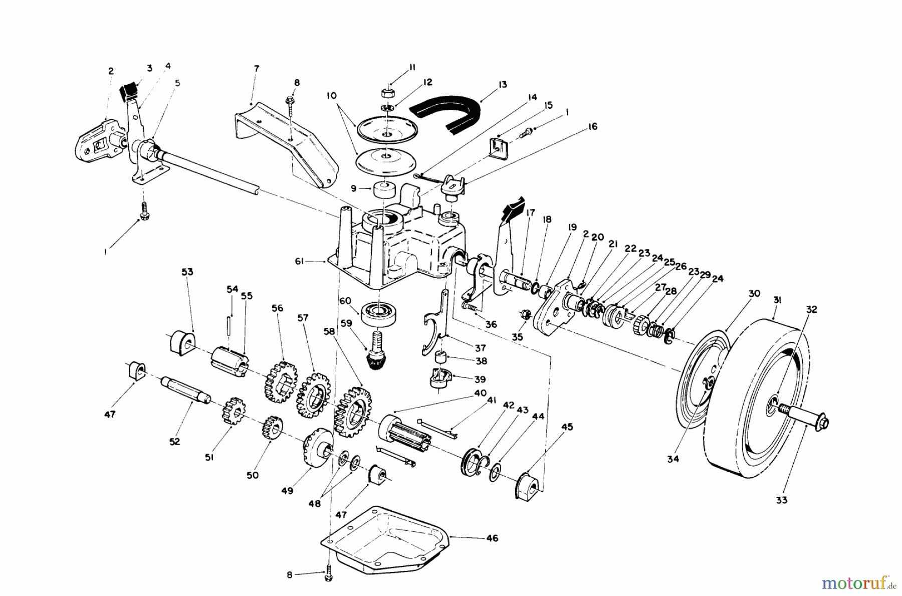  Toro Neu Mowers, Walk-Behind Seite 2 26620B - Toro Lawnmower, 1990 (0009001-0999999) GEAR CASE ASSEMBLY (FOR MODEL 26620B-0900101 THRU 0900861, MODEL 26620BG-09000101 THRU 090121)