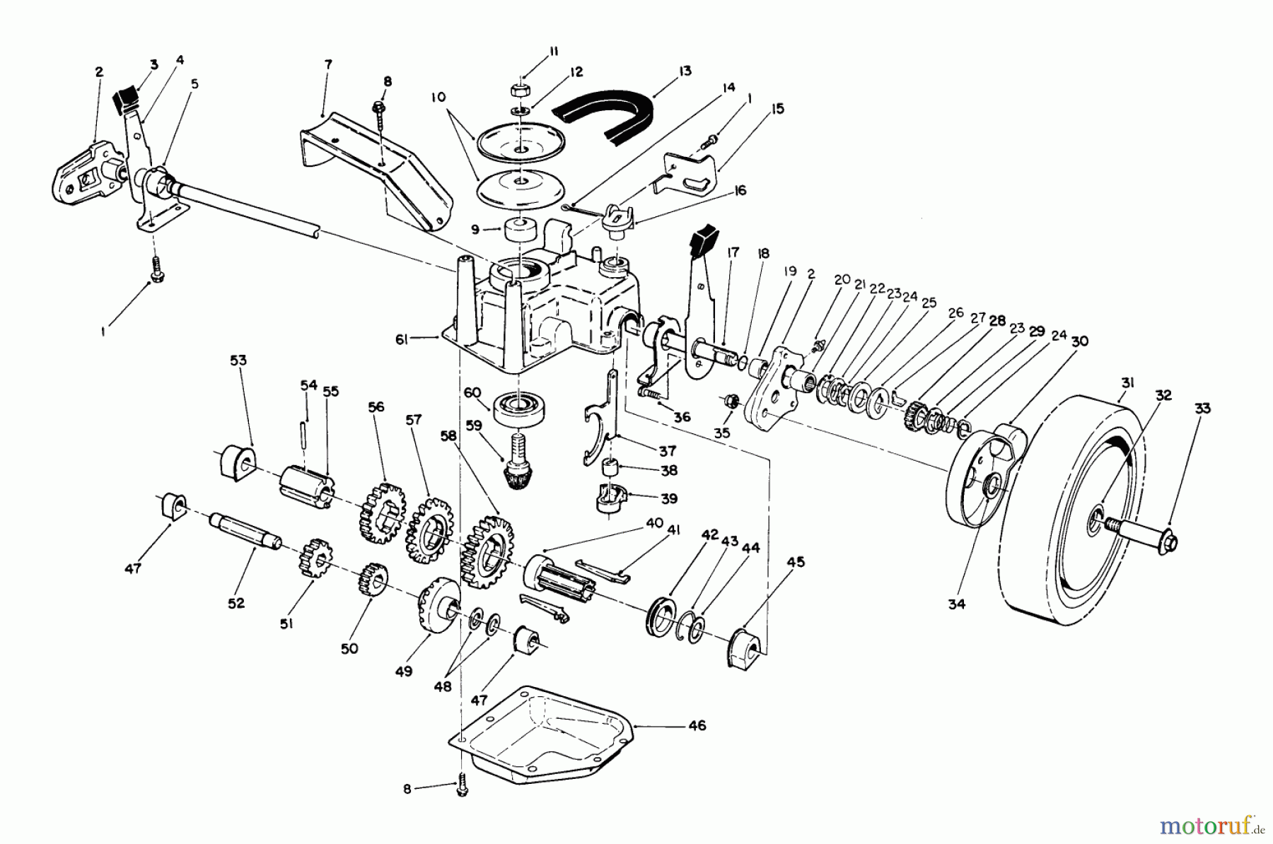  Toro Neu Mowers, Walk-Behind Seite 2 26623 - Toro Lawnmower, 1991 (0000001-0999999) GEAR CASE ASSEMBLY