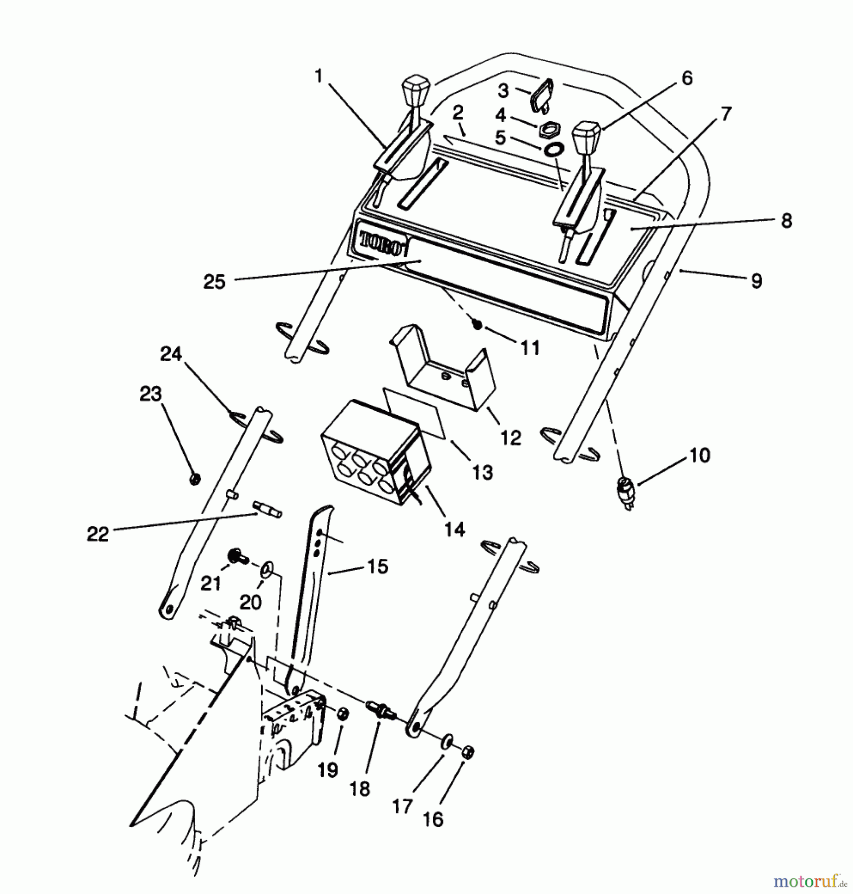  Toro Neu Mowers, Walk-Behind Seite 2 26624 - Toro Lawnmower, 1988 (8000001-8999999) HANDLE ASSEMBLY