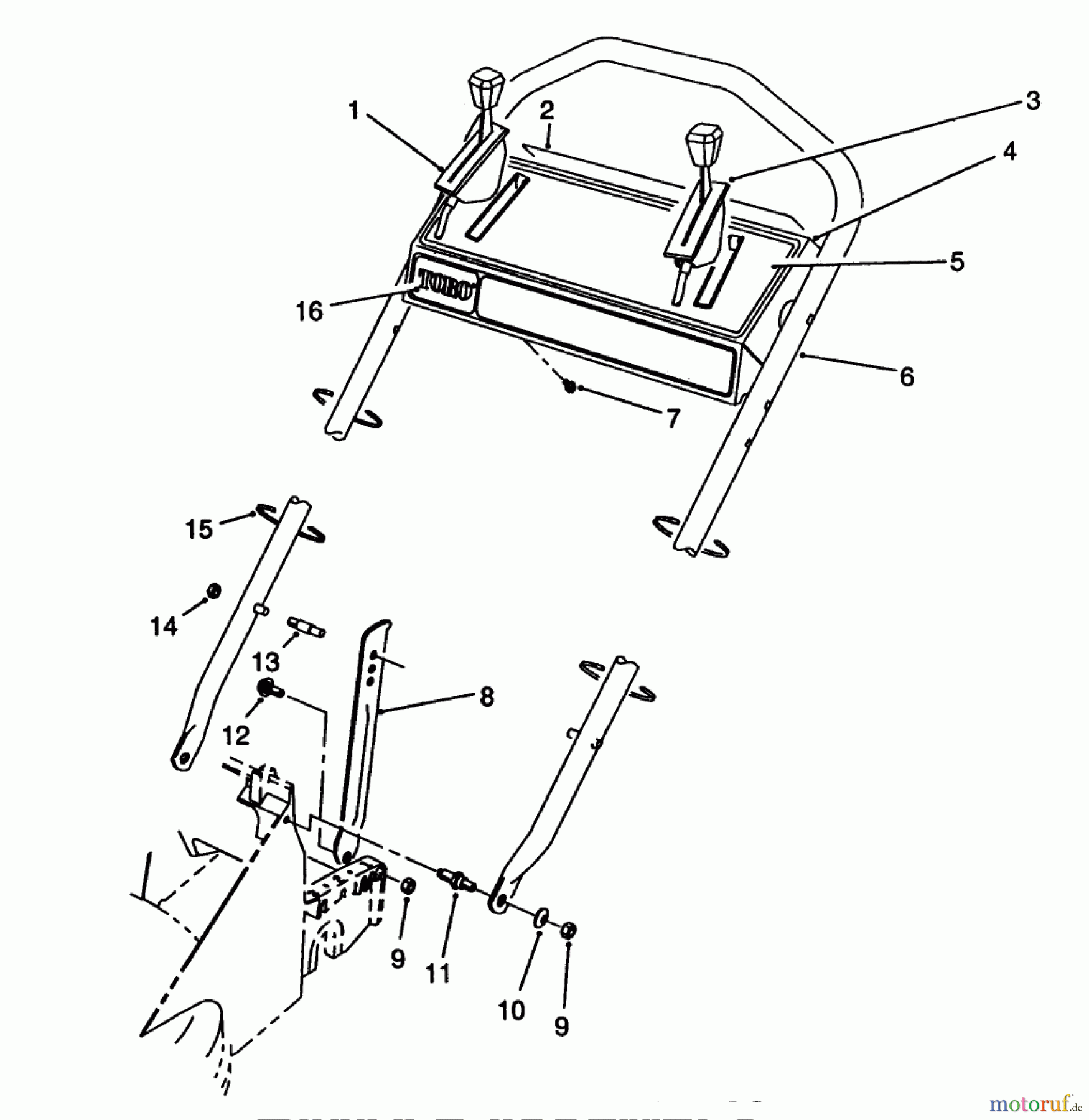  Toro Neu Mowers, Walk-Behind Seite 2 26651 - Toro Lawnmower, 1989 (9000001-9999999) HANDLE ASSEMBLY