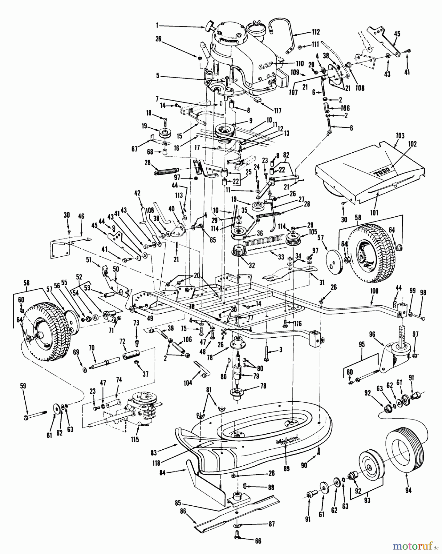  Toro Neu Mowers, Wide-Area Walk-Behind 23301 - Toro Lawnmower, 1967 (7000001-7999999) 34