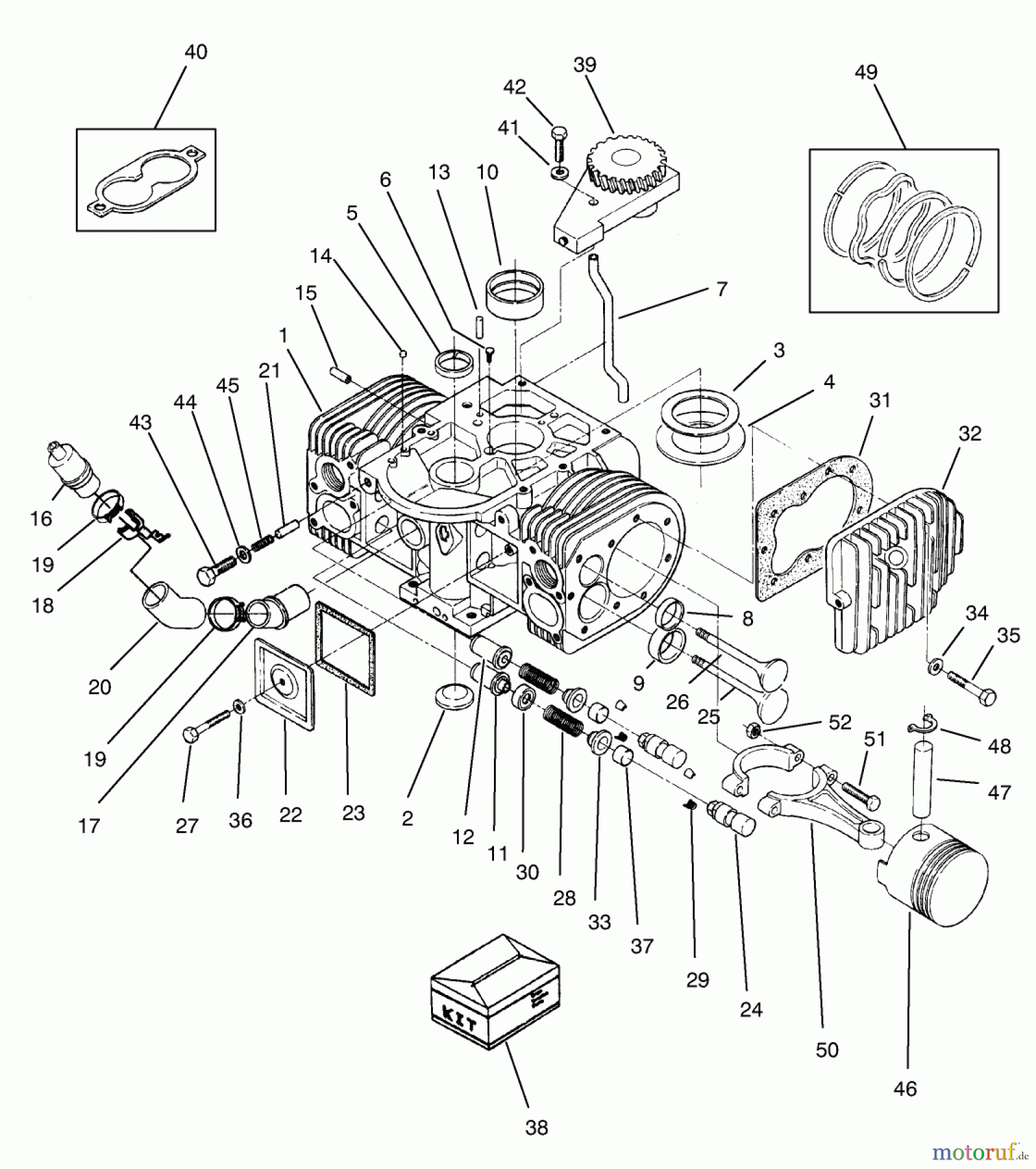  Toro Neu Mowers, Zero-Turn 74021 (616-Z) - Toro 616-Z Tractor, 1995 (590001-599999) ENGINE CYLINDER BLOCK ASSEMBLY