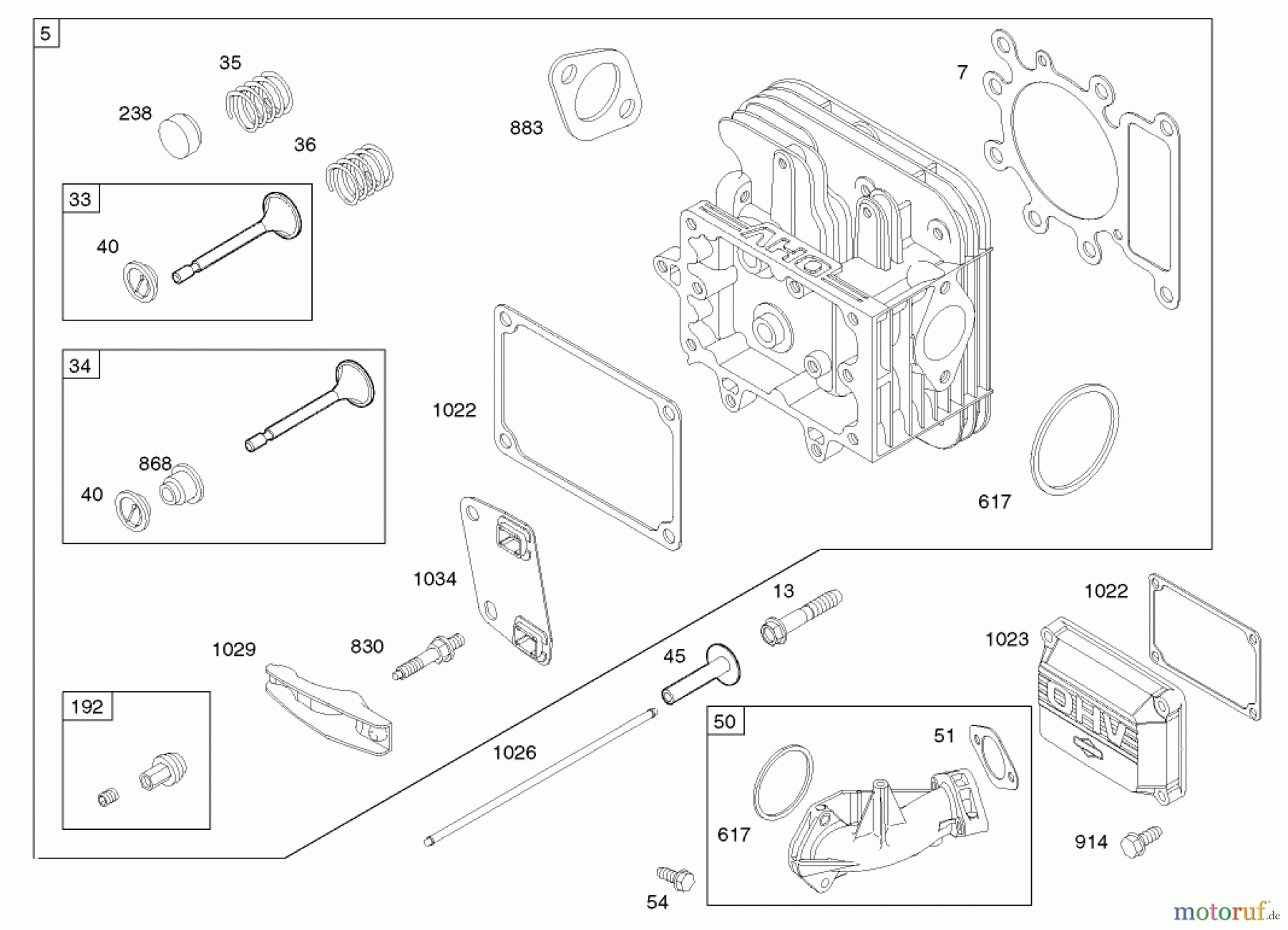  Toro Neu Mowers, Zero-Turn 74502 (Z16-44) - Toro Z16-44 TimeCutter Z Riding Mower, 2002 (220000001-220999999) CYLINDER HEAD ASSEMBLY BRIGGS AND STRATTON 31E777-0126-E1