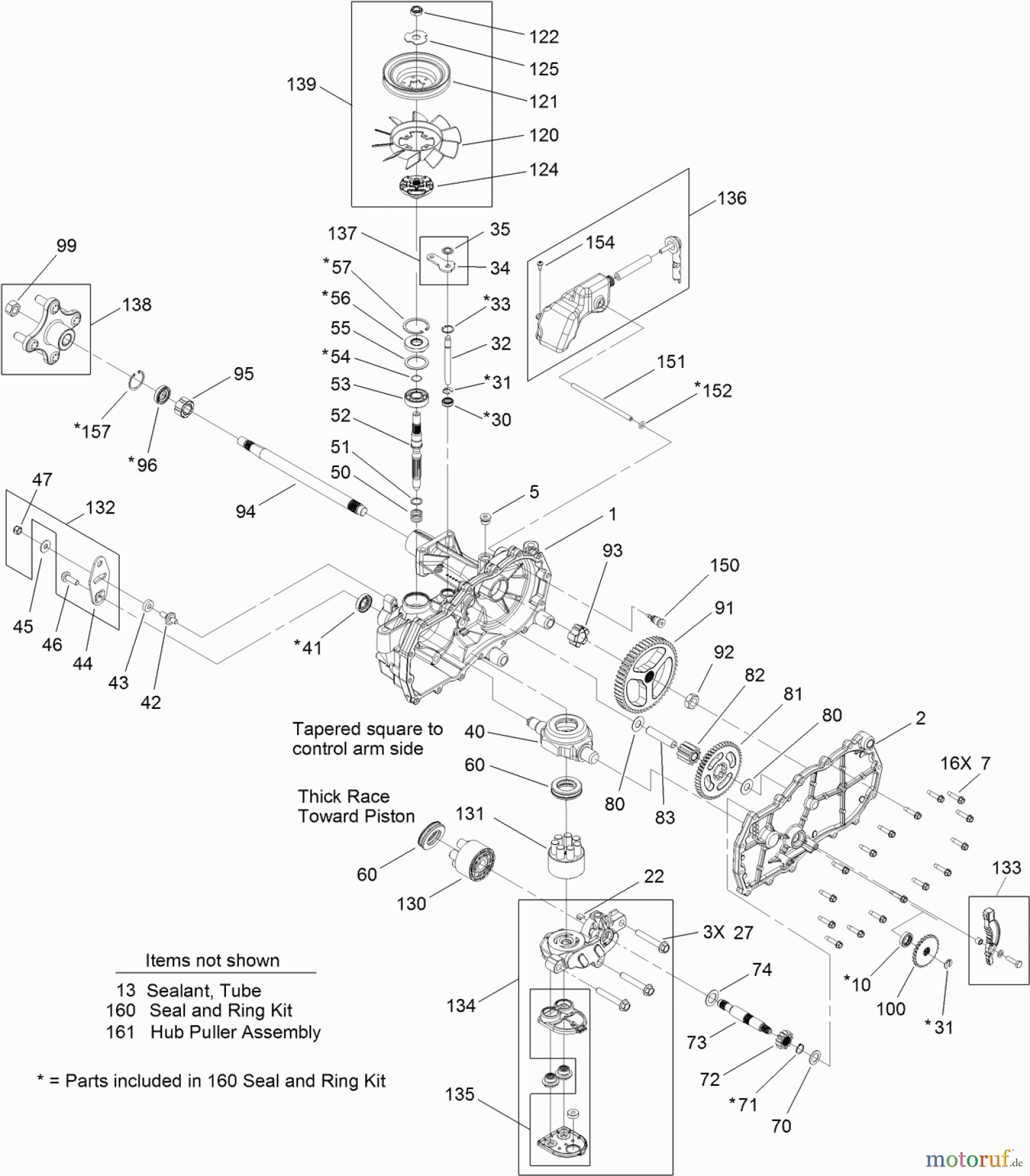  Toro Neu Mowers, Zero-Turn 74623 (4200) - Toro TimeCutter SS 4200 Riding Mower, 2012 (SN 312000001-312999999) RIGHT HAND HYDRO TRANSAXLE ASSEMBLY NO. 119-3331