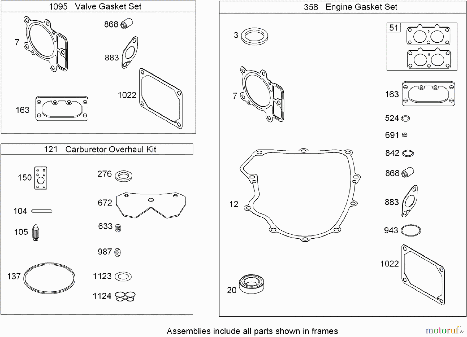  Toro Neu Mowers, Zero-Turn 74812 (Z4800) - Toro TITAN Z4800 Zero-Turn-Radius Riding Mower, 2008 (280000001-280999999) ENGINE GASKETS AND CARBURETOR OVERHAUL KIT BRIGGS AND STRATTON 44K777-0125-G1