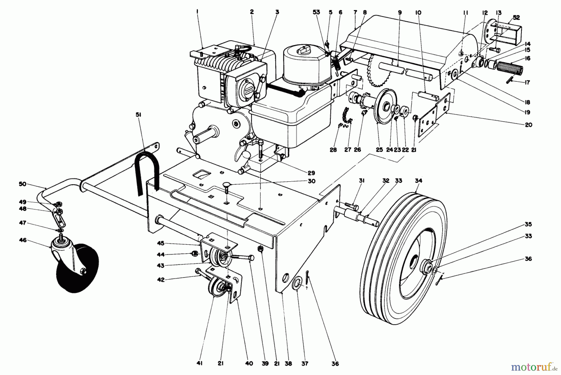  Toro Neu Blowers/Vacuums/Chippers/Shredders 62923 - Toro 5 hp Lawn Vacuum, 1988 (8000001-8999999) ENGINE AND BASE ASSEMBLY (MODEL 62923)