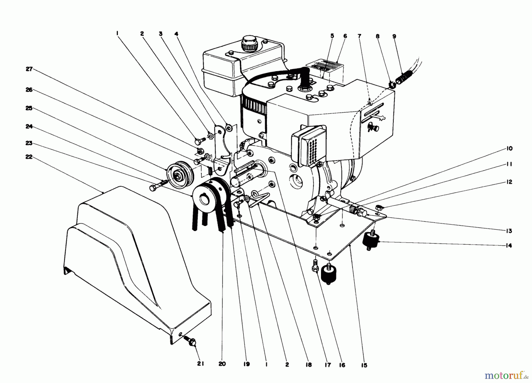  Toro Neu Snow Blowers/Snow Throwers Seite 1 31677 (724) - Toro 724 Snowthrower, 1975 (5000001-5999999) ENGINE ASSEMBLY