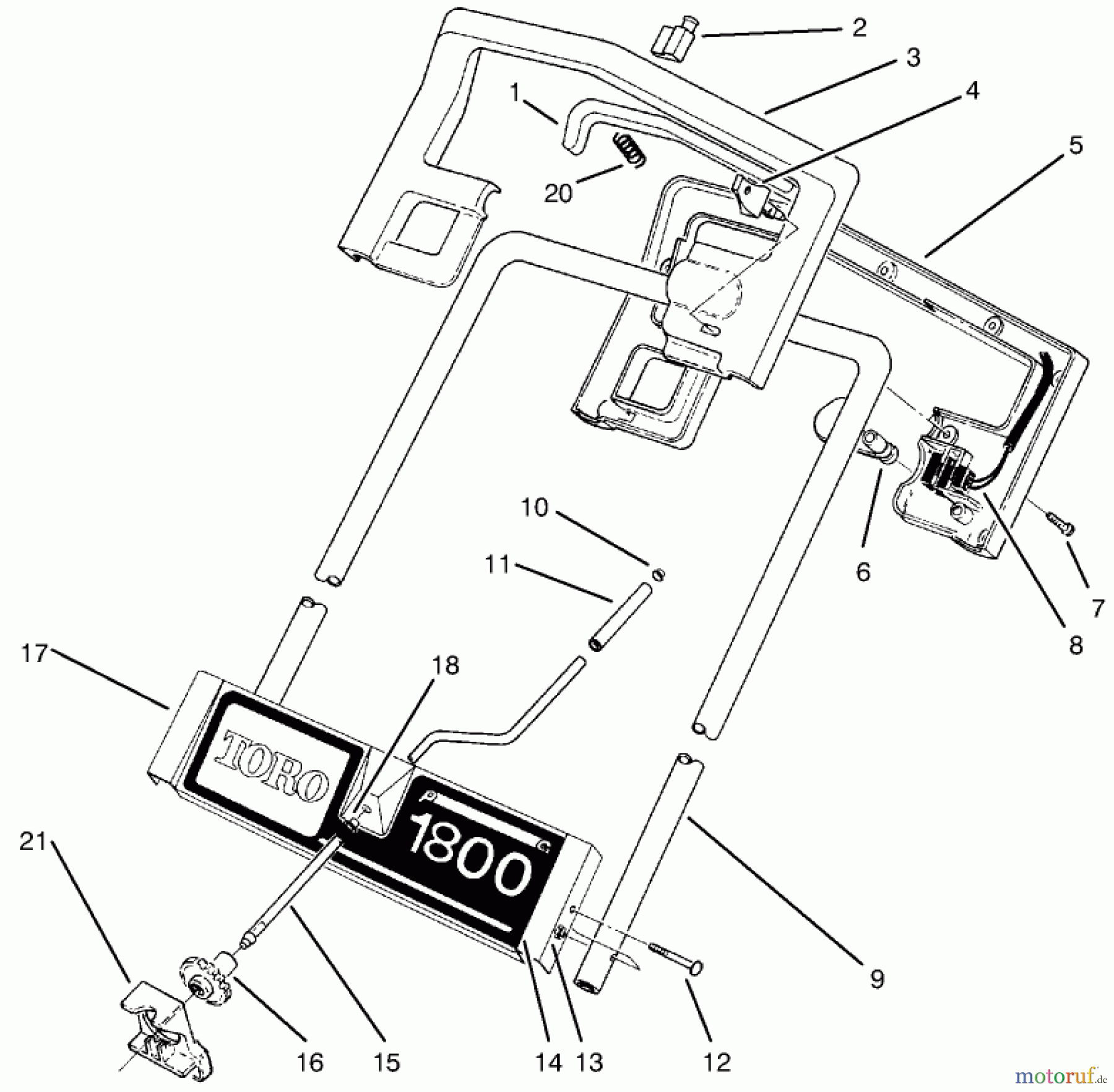  Toro Neu Snow Blowers/Snow Throwers Seite 1 38025 (1800) - Toro 1800 Power Curve Snowthrower, 2007 (270000001-270999999) HANDLE ASSEMBLY