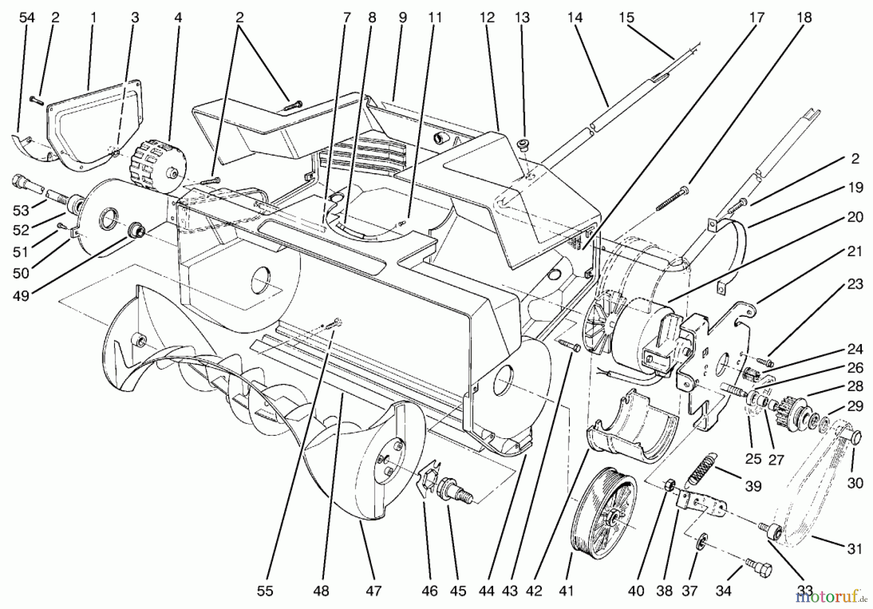  Toro Neu Snow Blowers/Snow Throwers Seite 1 38025 (1800) - Toro 1800 Power Curve Snowthrower, 1997 (79000001-79999999) HOUSING & ROTOR ASSEMBLY