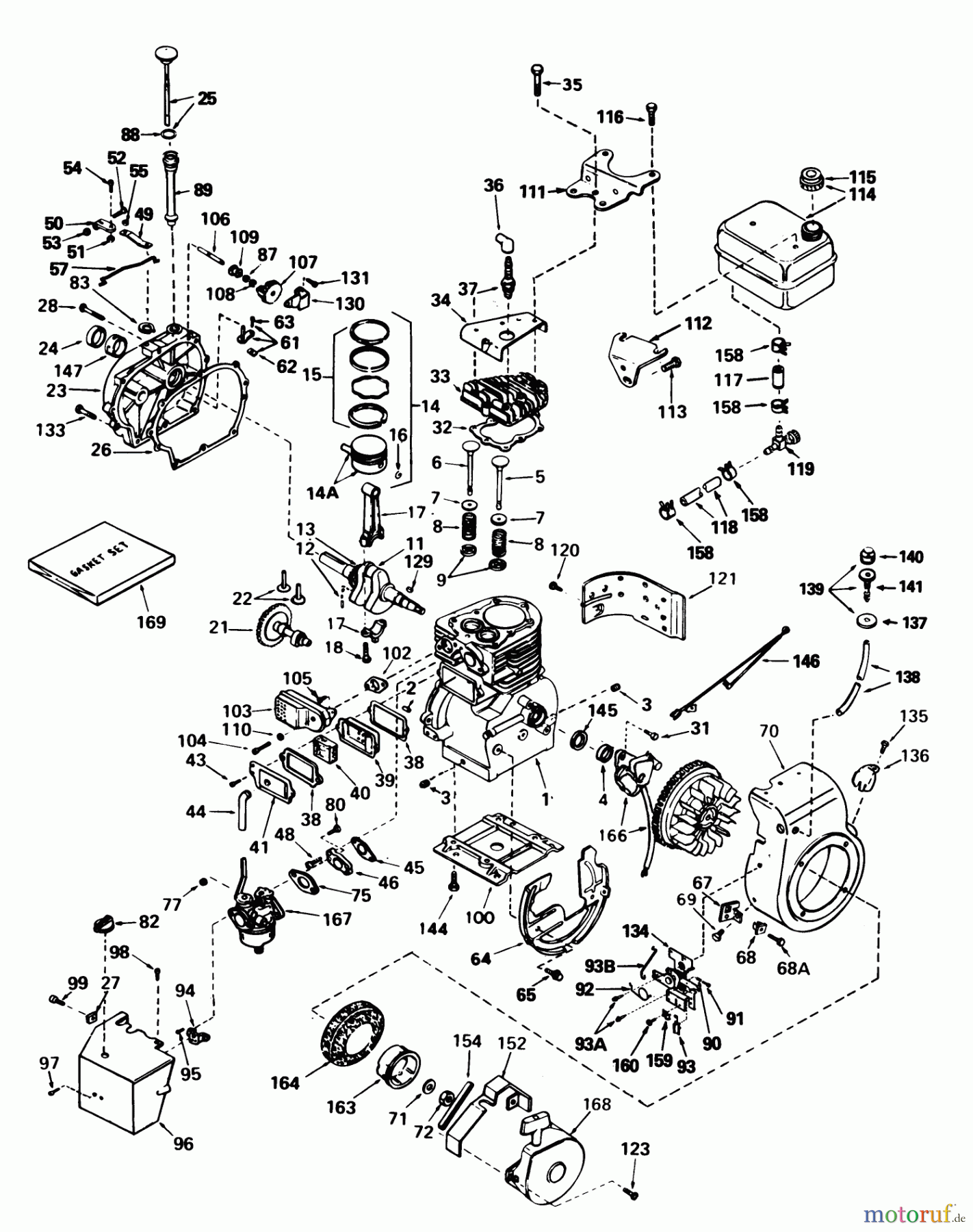  Toro Neu Snow Blowers/Snow Throwers Seite 1 38045 (524) - Toro 524 Snowthrower, 1983 (3000001-3999999) ENGINE TECHUMSEH MODEL NO. H50-65440M