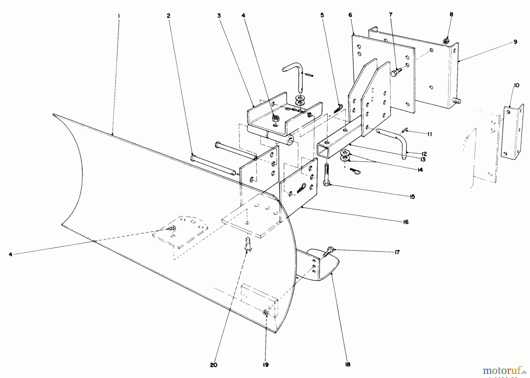  Toro Neu Snow Blowers/Snow Throwers Seite 1 38052 (521) - Toro 521 Snowthrower, 1989 (9000001-9999999) GRADER BLADE ASSEMBLY MODEL 59099 (OPTIONAL)