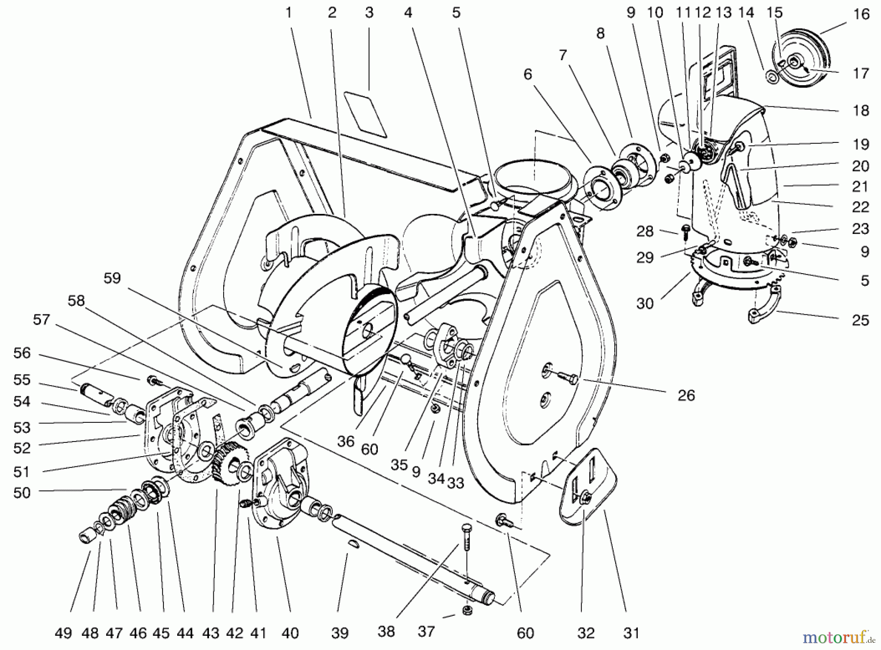  Toro Neu Snow Blowers/Snow Throwers Seite 1 38062 (622) - Toro 622 Snowthrower, 1998 (8900001-8999999) AUGER ASSEMBLY