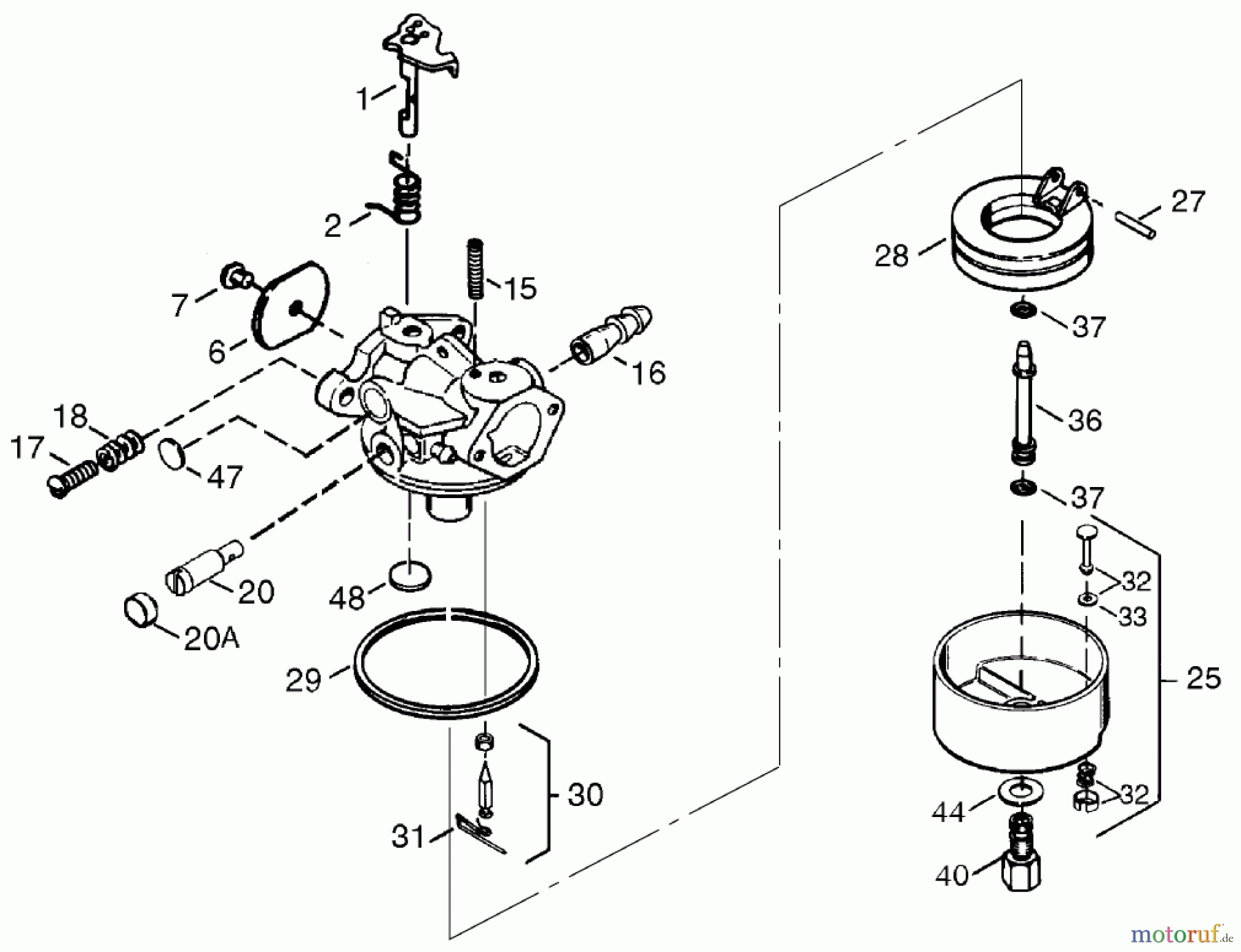  Toro Neu Snow Blowers/Snow Throwers Seite 1 38063 (622) - Toro 622 Power Throw Snowthrower, 2002 (220000001-220999999) CARBURETOR NO. 640081