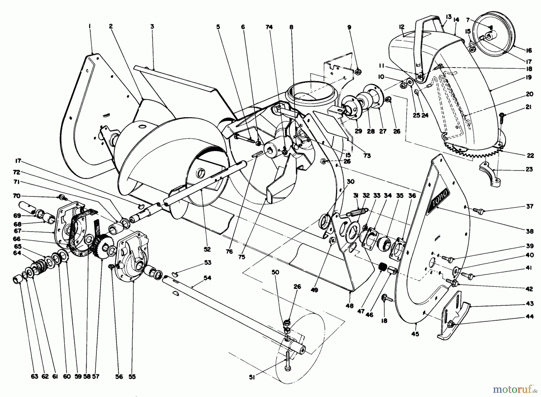  Toro Neu Snow Blowers/Snow Throwers Seite 1 38065 (624) - Toro 624 Snowthrower, 1990 (0000001-0999999) AUGER ASSEMBLY