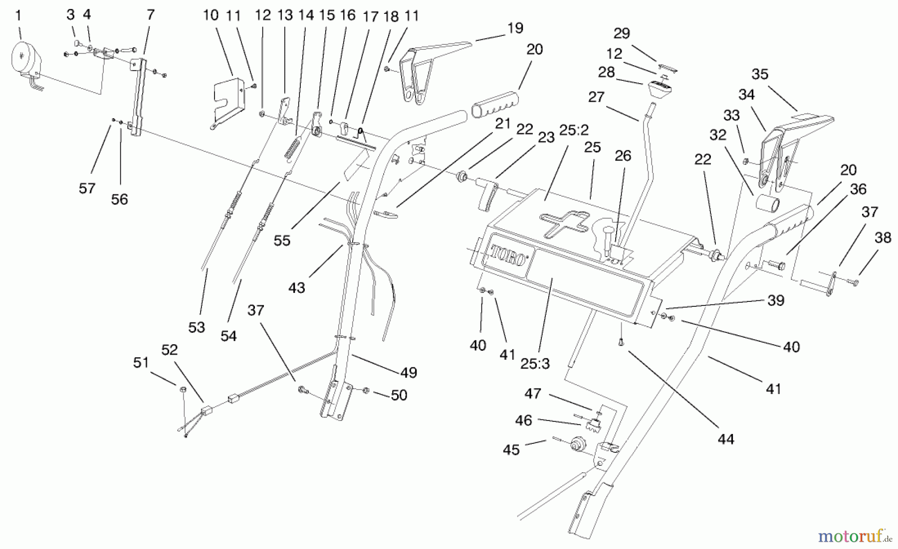  Toro Neu Snow Blowers/Snow Throwers Seite 1 38547 (924) - Toro 924 Power Shift Snowthrower, 2000 (200000001-200999999) HANDLE AND CONTROL ASSEMBLY