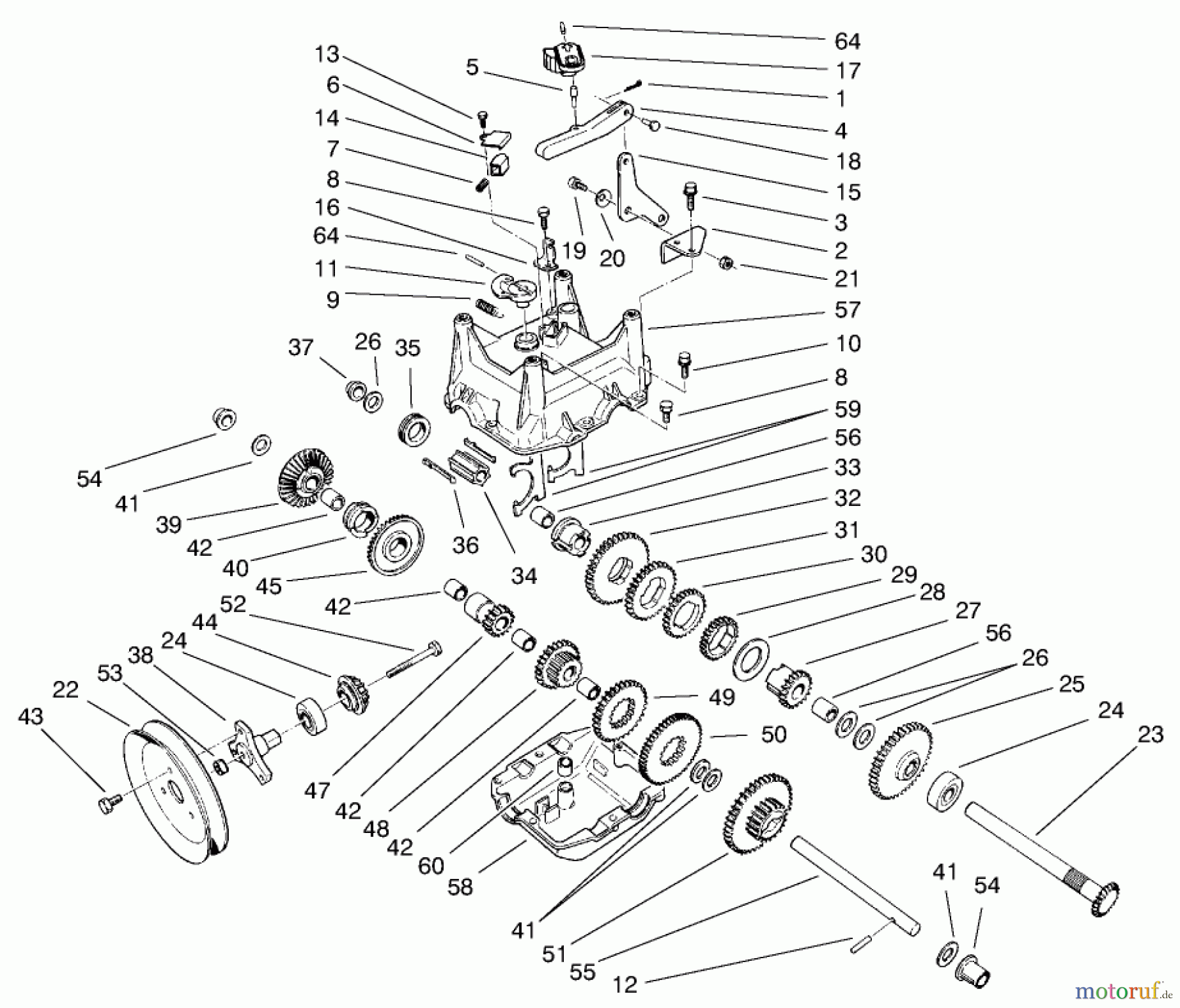  Toro Neu Snow Blowers/Snow Throwers Seite 1 38079 (924) - Toro 924 Power Shift Snowthrower, 2000 (200000001-200999999) TRACTION GEARCASE ASSEMBLY NO. 66-8030