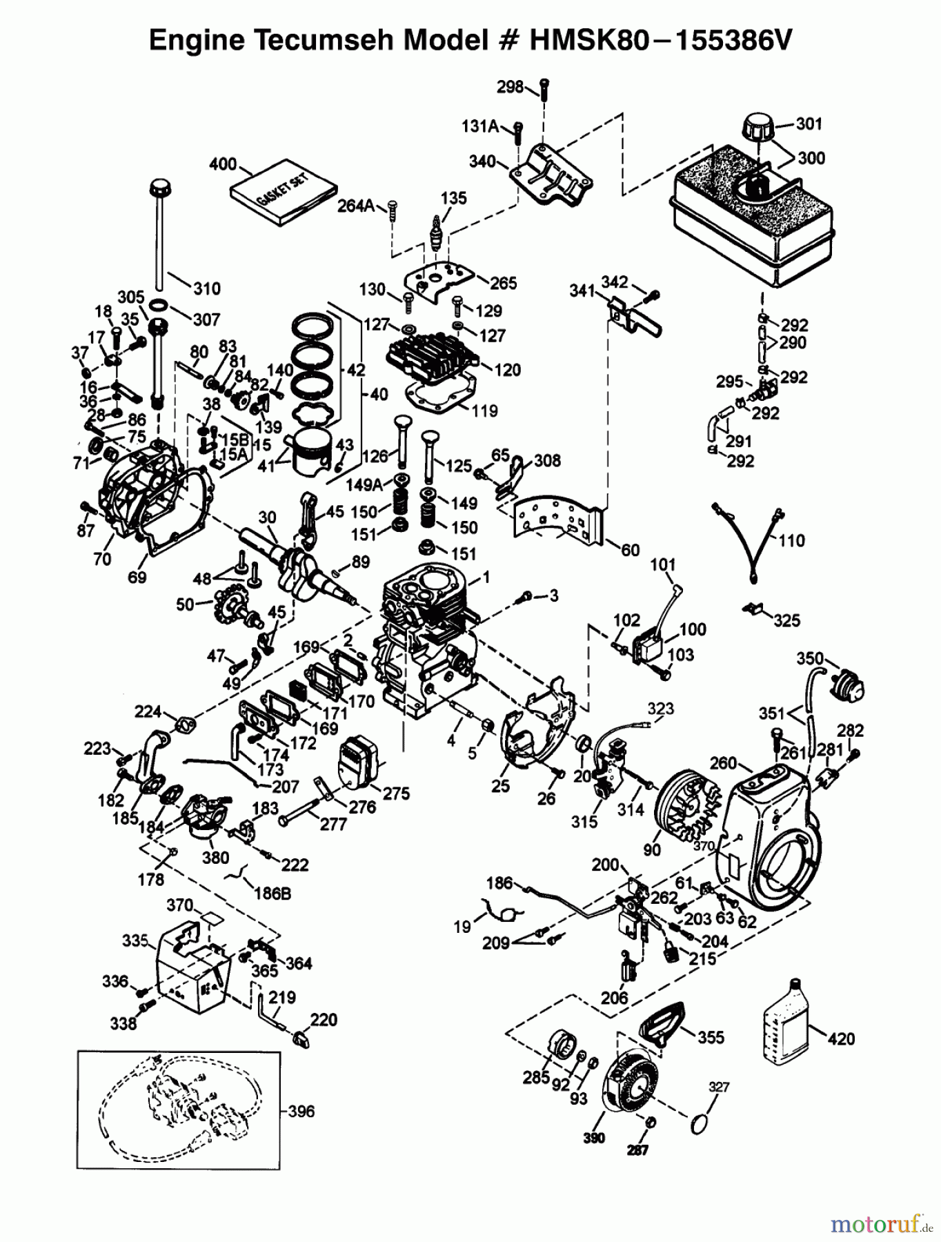  Toro Neu Snow Blowers/Snow Throwers Seite 1 38083 (824XL) - Toro 824XL Power Throw Snowthrower, 1998 (8900001-8999999) ENGINE TECUMSEH MODEL #HMSK80-155386V