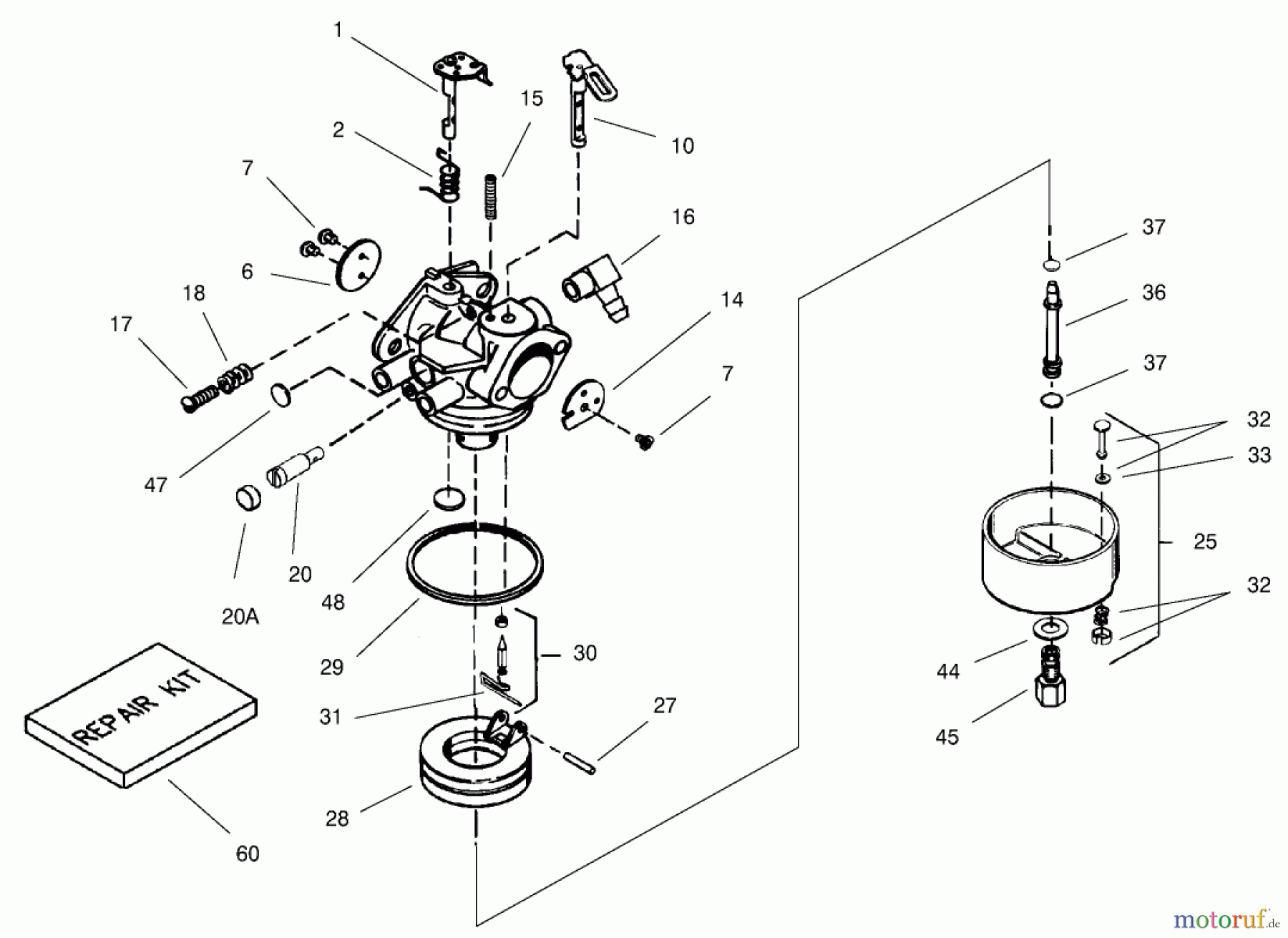  Toro Neu Snow Blowers/Snow Throwers Seite 1 38592 (1332) - Toro 1332 Power Shift Snowthrower, 2002 (220000001-220999999) CARBURETOR NO. 640105