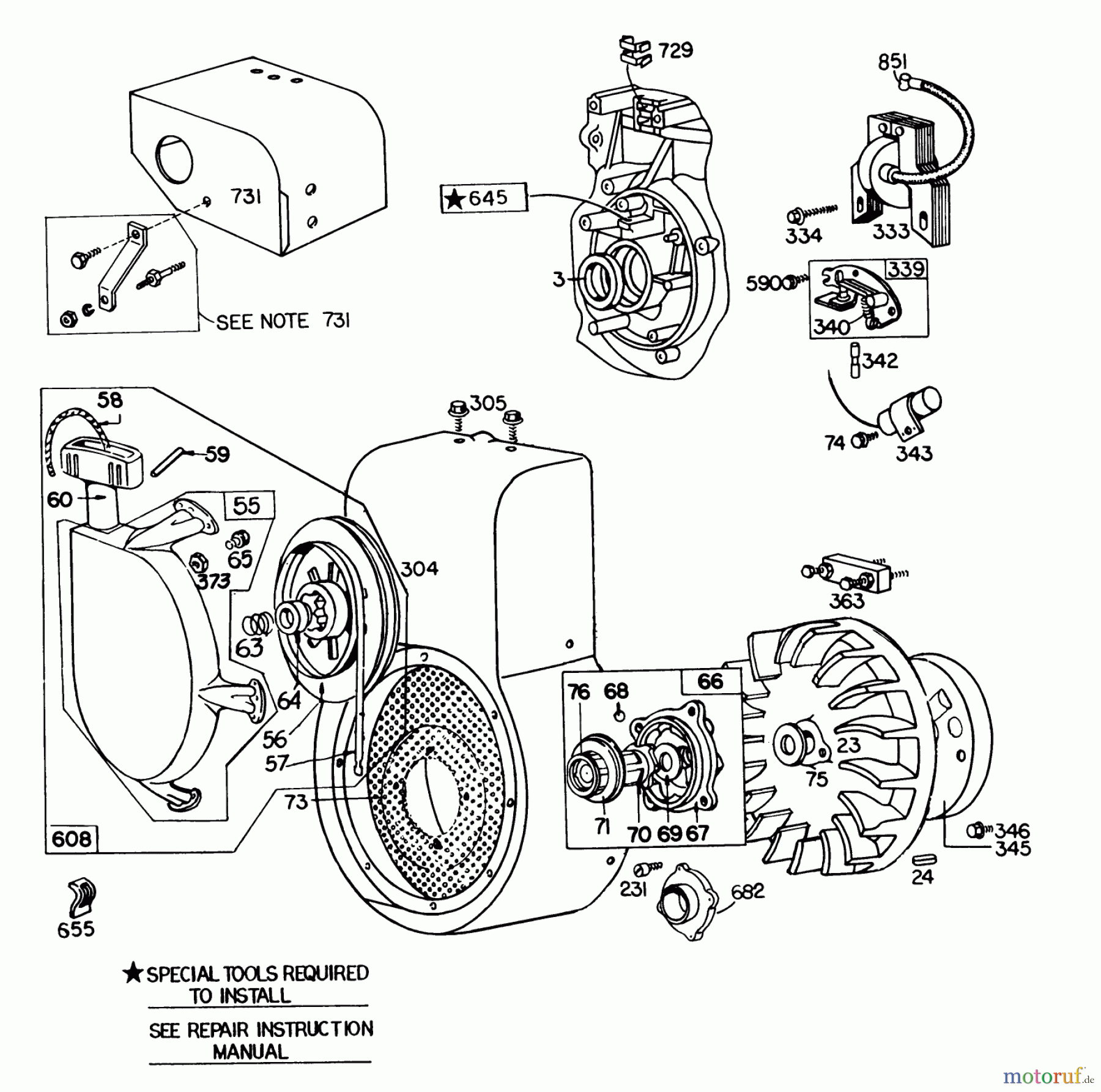  Toro Neu Snow Blowers/Snow Throwers Seite 1 38150 (826) - Toro 826 Snowthrower, 1979 (9000001-9999999) ENGINE BRIGGS & STRATTON MODEL NO. 252412 TYPE NO. 0134-01 (11 H.P. SNOWTHROWER MODEL 38090) #2