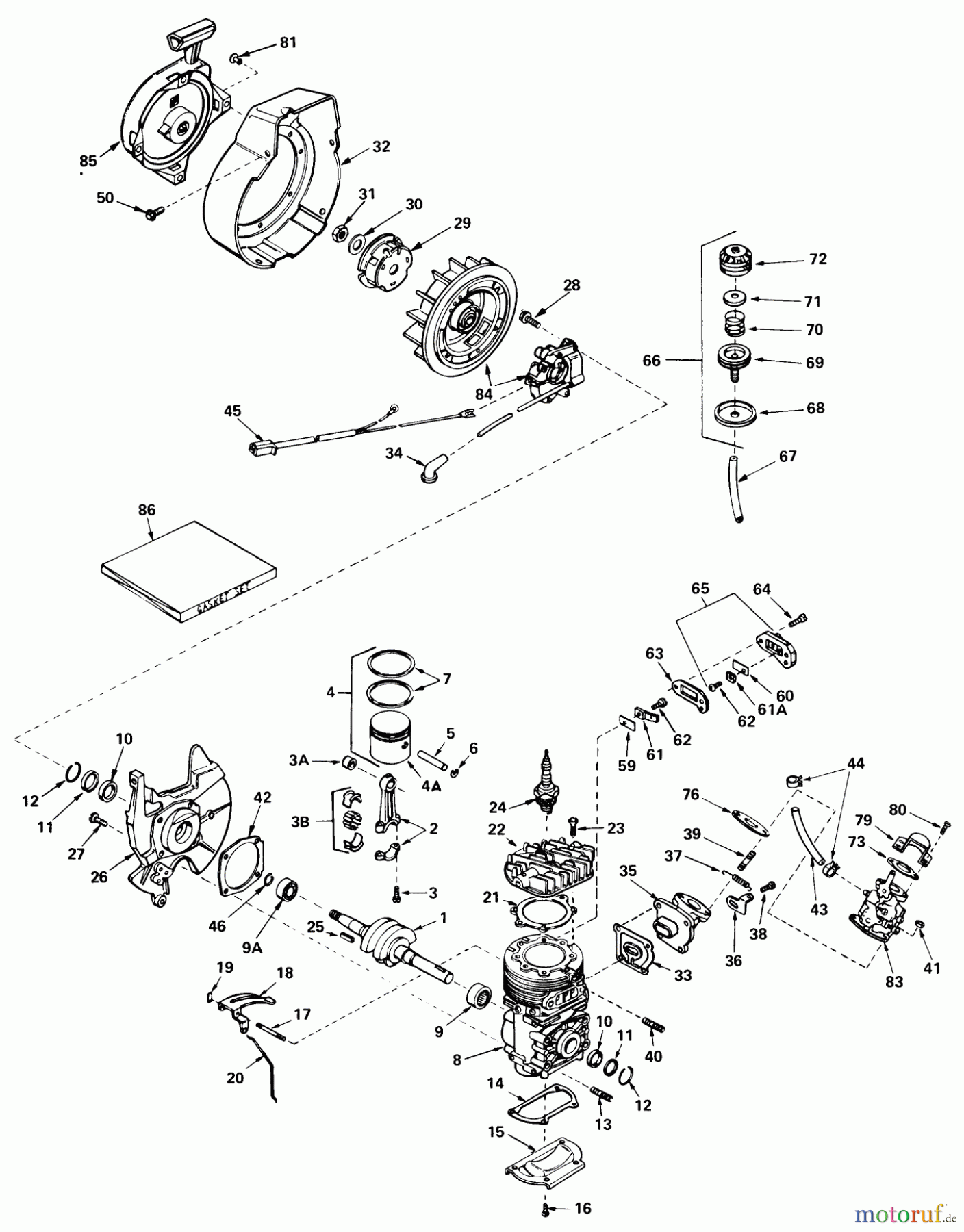  Toro Neu Snow Blowers/Snow Throwers Seite 1 38120 (S-200) - Toro S-200 Snowthrower, 1980 (0100000-0499999) ENGINE ASSEMBLY ENGINE TECUMSEH MODEL NO. AH520 TYPE 1585A UNIT MODEL 38120 (USED ON UNITS WITH SERIAL NO. 0100000