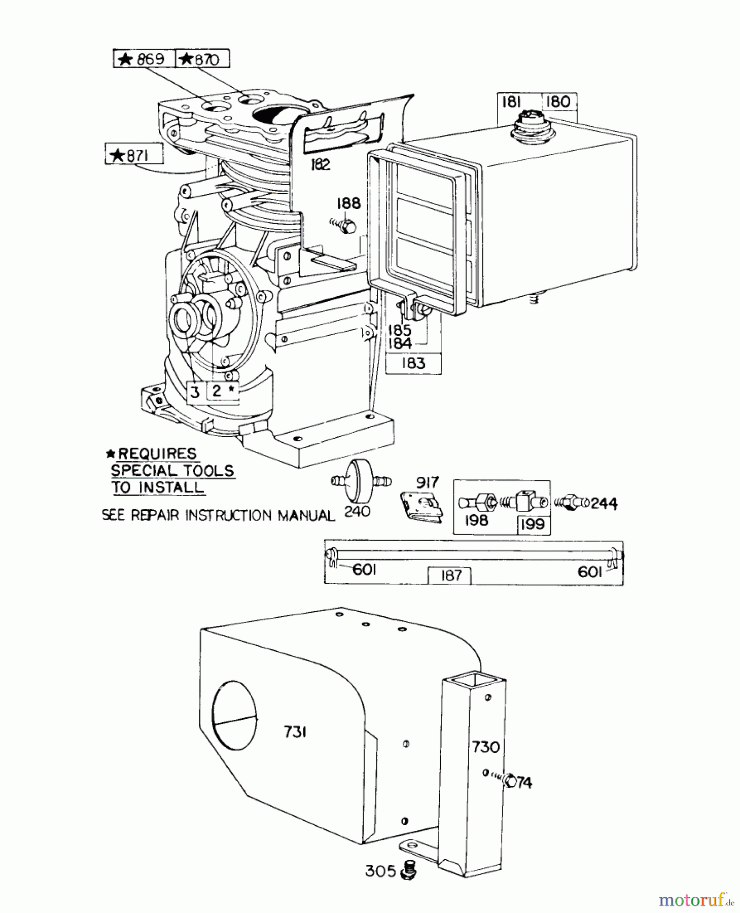  Toro Neu Snow Blowers/Snow Throwers Seite 1 38150 (826) - Toro 826 Snowthrower, 1985 (5000001-5999999) ENGINE BRIGGS & STRATTON MODEL NO. 190402-2720-01 #2