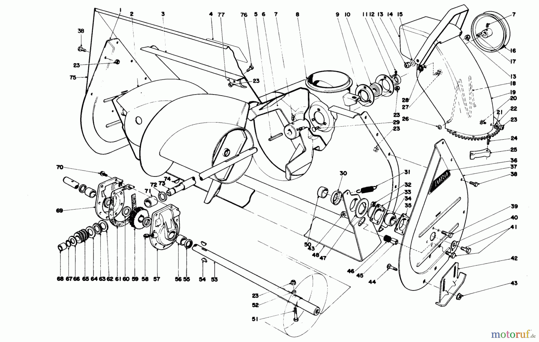  Toro Neu Snow Blowers/Snow Throwers Seite 1 38155 (826) - Toro 826 Snowthrower, 1983 (3000001-3999999) AUGER ASSEMBLY