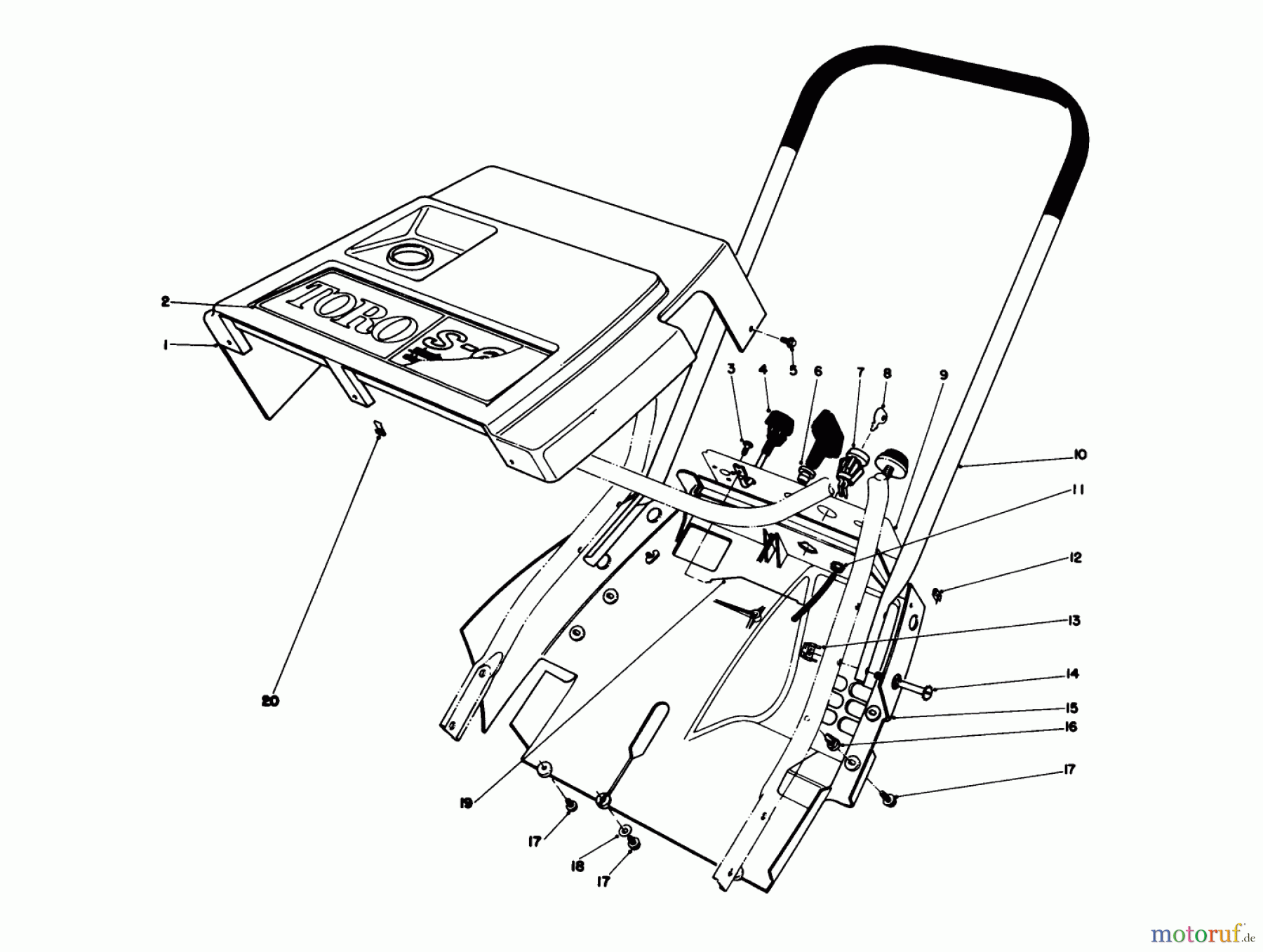  Toro Neu Snow Blowers/Snow Throwers Seite 1 38162C (S-620) - Toro S-620 Snowthrower, 1986 (6000001-6999999) SHROUD & HANDLE ASSEMBLY