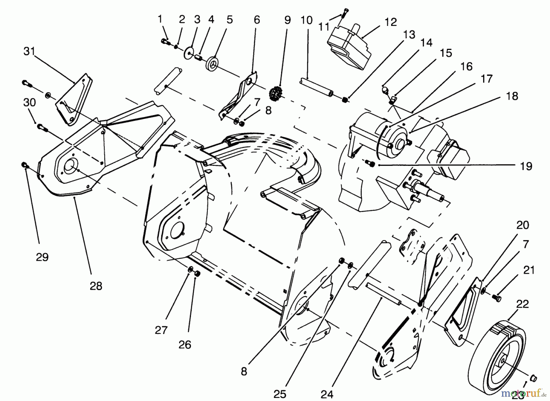  Toro Neu Snow Blowers/Snow Throwers Seite 1 38170 - Toro CCR Powerlite Snowthrower, 1994 (4900001-4999999) ENGINE & WHEEL ASSEMBLY (MODEL 38175 ONLY-SERIAL # 4900101 THRU 4906609)