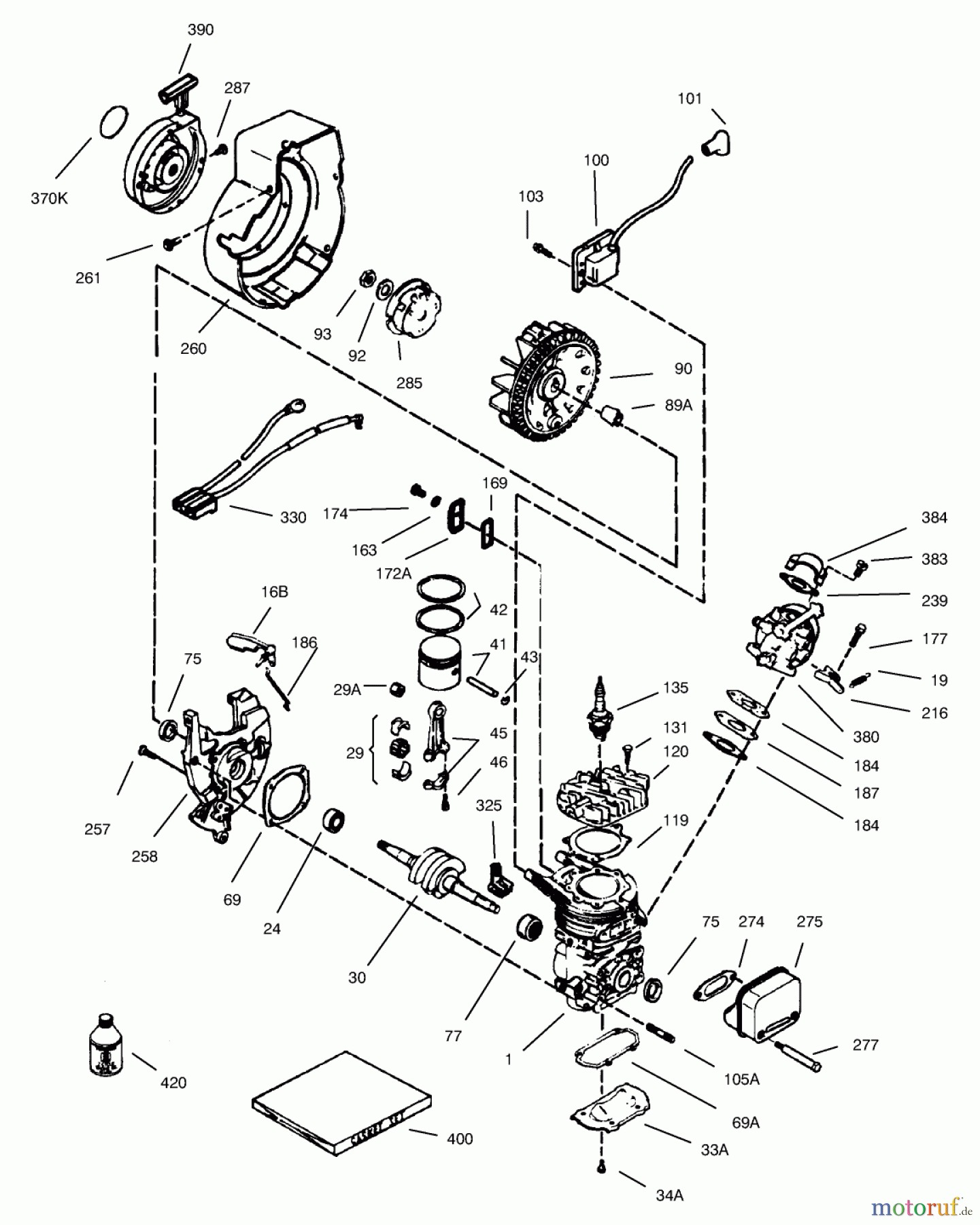  Toro Neu Snow Blowers/Snow Throwers Seite 1 38182 - Toro CCR Powerlite Snowthrower, 2003 (230000001-230999999) ENGINE ASSEMBLY TECUMSEH MODEL NO. HSK635-1723A