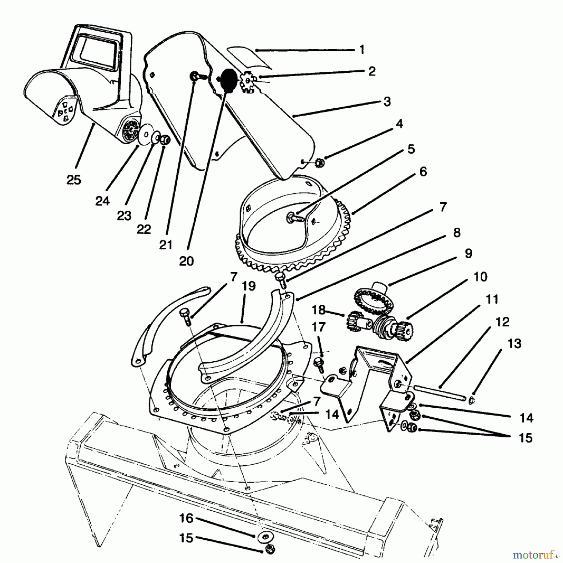  Toro Neu Snow Blowers/Snow Throwers Seite 1 38181 - Toro CCR 2000 Snowthrower, 1996 (6900001-6999999) DISCHARGE CHUTE ASSEMBLY