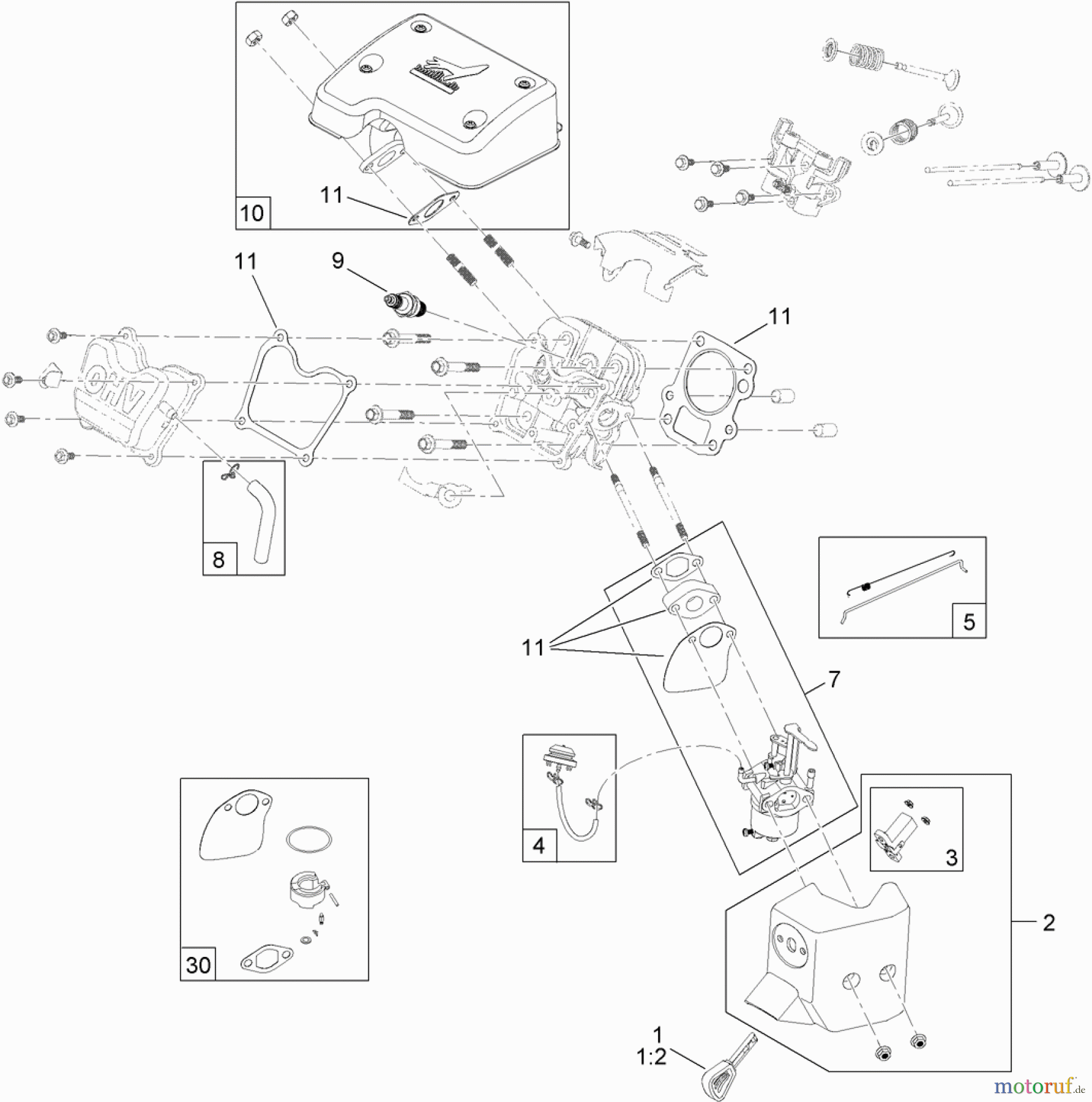  Toro Neu Snow Blowers/Snow Throwers Seite 1 38282 (418 ZE) - Toro Power Clear 418 ZE Snowthrower, 2013 (SN 313000001-313999999) ENGINE ASSEMBLY NO. 1