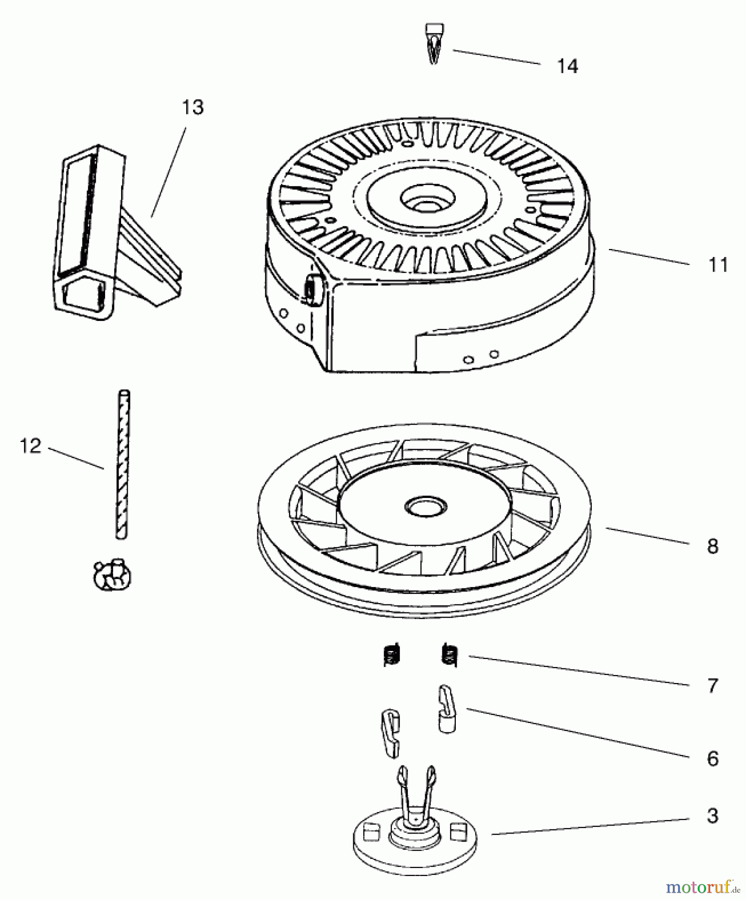  Toro Neu Snow Blowers/Snow Throwers Seite 1 38411 (2400) - Toro CCR 2400 Snowthrower, 1997 (7900001-7999999) RECOIL STARTER ASSEMBLY NO. 590743 (OPTIONAL)