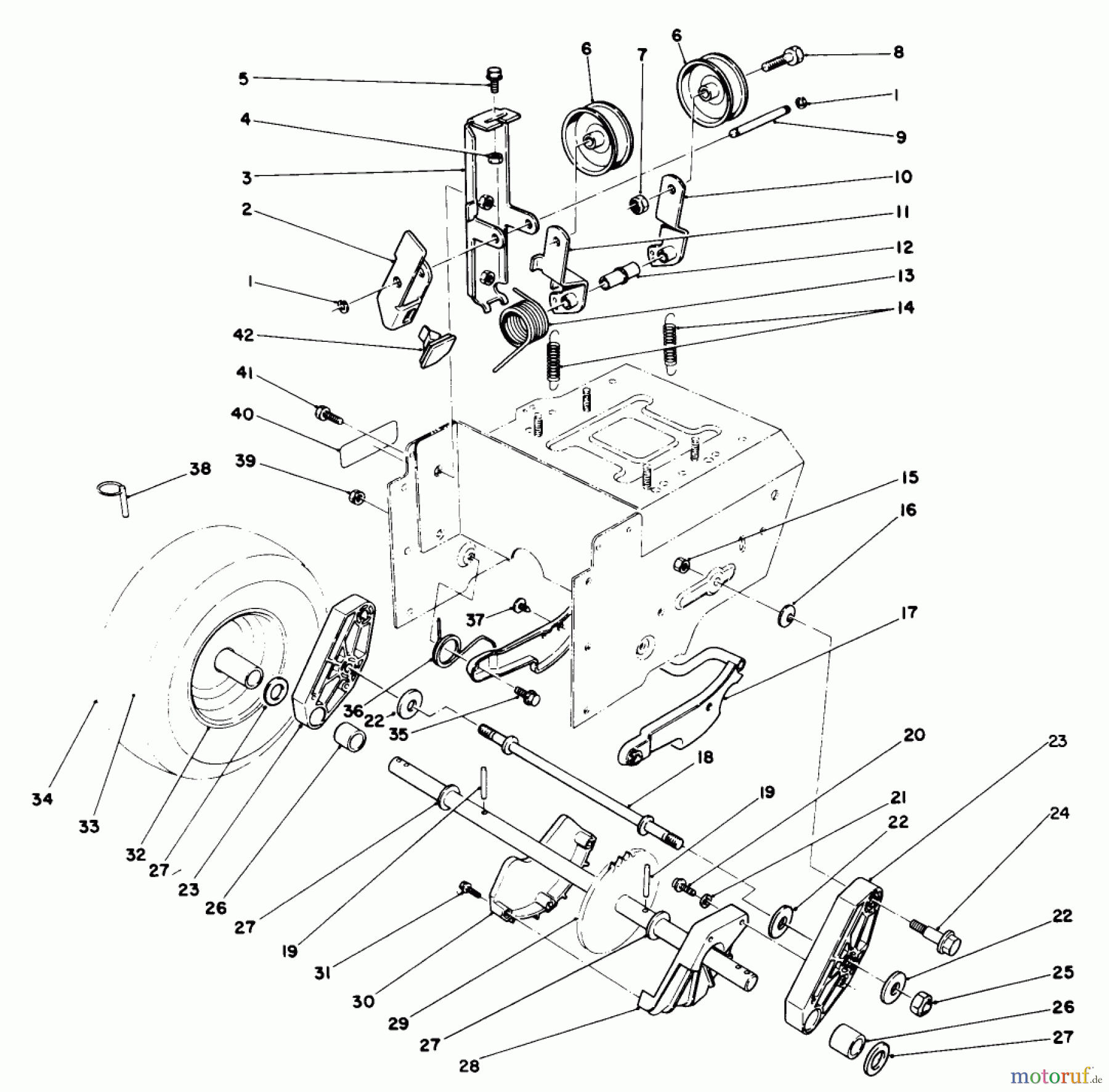  Toro Neu Snow Blowers/Snow Throwers Seite 1 38510 (624) - Toro 624 Power Shift Snowthrower, 1989 (9000001-9999999) TRACTION DRIVE ASSEMBLY