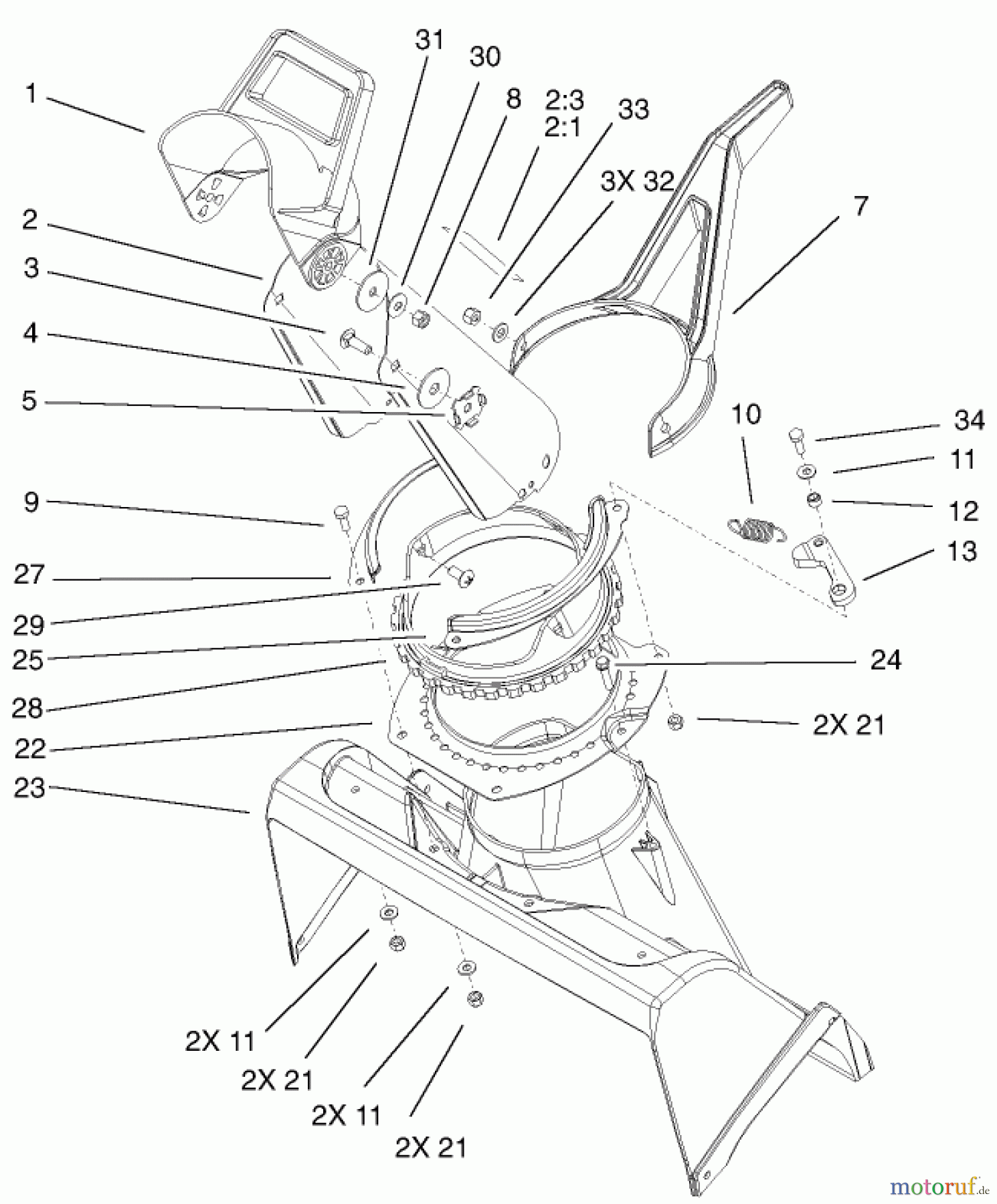  Toro Neu Snow Blowers/Snow Throwers Seite 1 38515 (2450) - Toro CCR 2450 GTS Snowthrower, 2002 (220000001-220999999) CHUTE ASSEMBLY