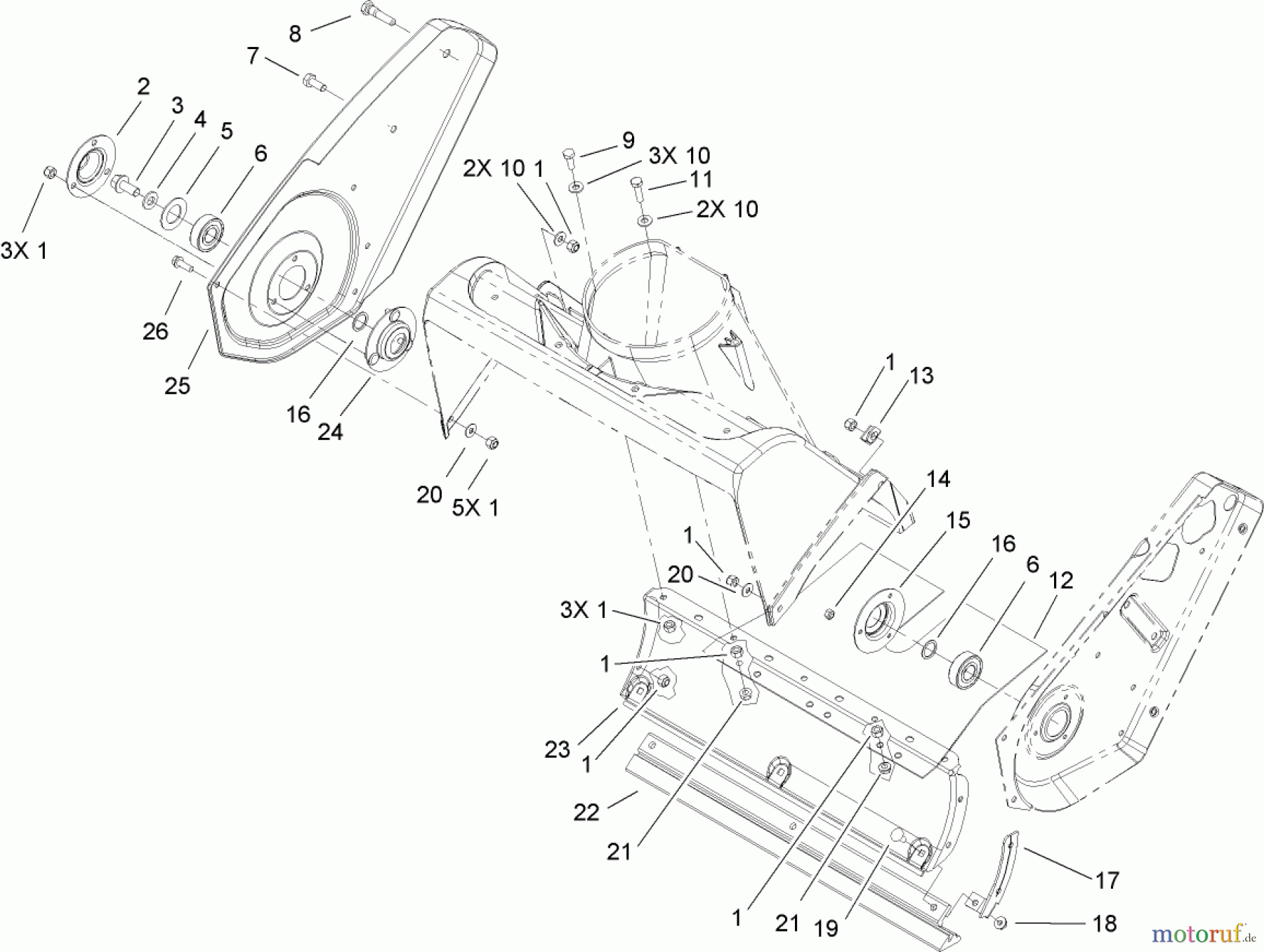  Toro Neu Snow Blowers/Snow Throwers Seite 1 38515 (2450) - Toro CCR 2450 GTS Snowthrower, 2009 (290000001-290999999) ROTOR HOUSING AND SCRAPER ASSEMBLY