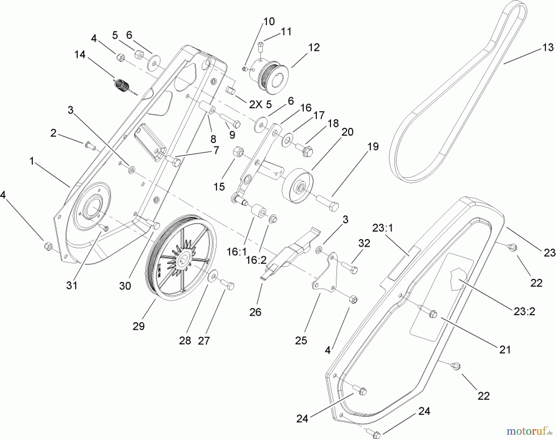  Toro Neu Snow Blowers/Snow Throwers Seite 1 38516 (2450) - Toro CCR 2450 GTS Snowthrower, 2006 (260010001-260999999) IMPELLER DRIVE ASSEMBLY