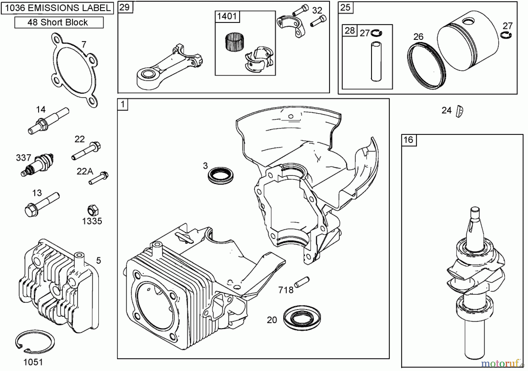  Toro Neu Snow Blowers/Snow Throwers Seite 1 38602 - Toro Snow Commander Snowthrower, 2003 (230000001-230999999) CRANKCASE, CRANKSHAFT, CYLINDER HEAD, AND CONNECTING ROD ASSEMBLIES BRIGGS AND STRATTON 084333-0199-E1