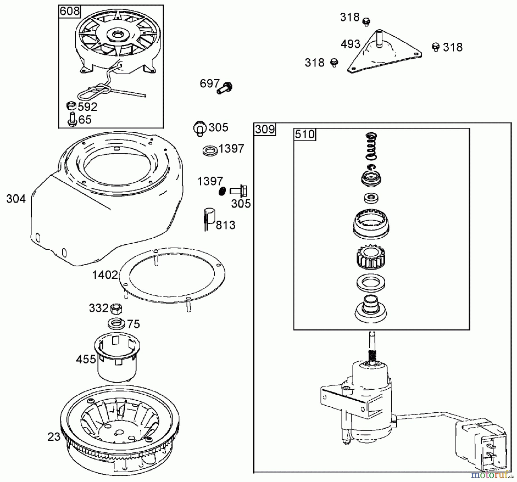  Toro Neu Snow Blowers/Snow Throwers Seite 2 38602 - Toro Snow Commander Snowthrower, 2008 (280000001-280999999) FLYWHEEL, BLOWER HOUSING, AND STARTER ASSEMBLIES BRIGGS AND STRATTON 084333-0199-E1