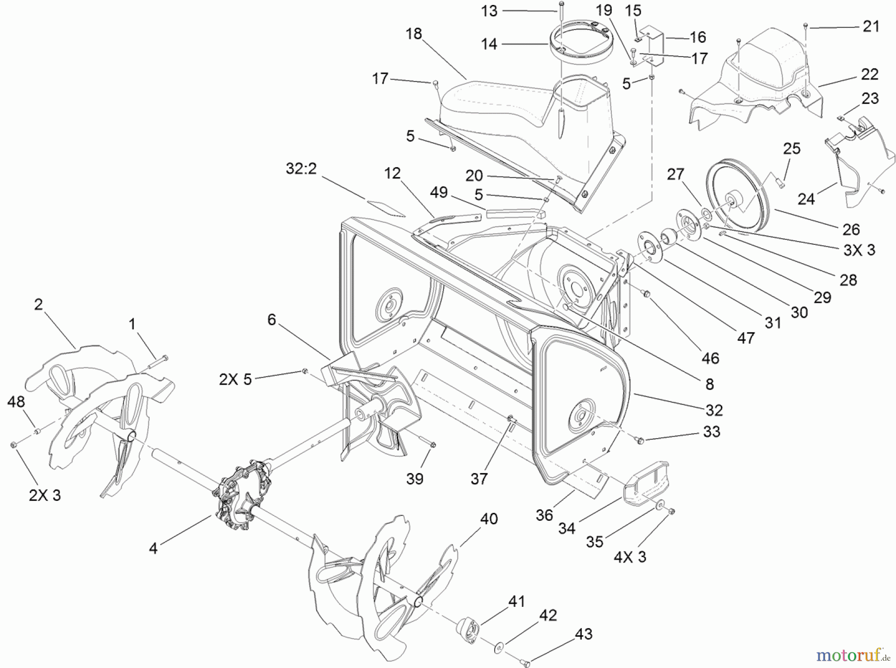  Toro Neu Snow Blowers/Snow Throwers Seite 2 38614 (726 OE) - Toro Power Max 726 OE Snowthrower, 2012 (SN 312011920-312999999) AUGER AND HOUSING ASSEMBLY