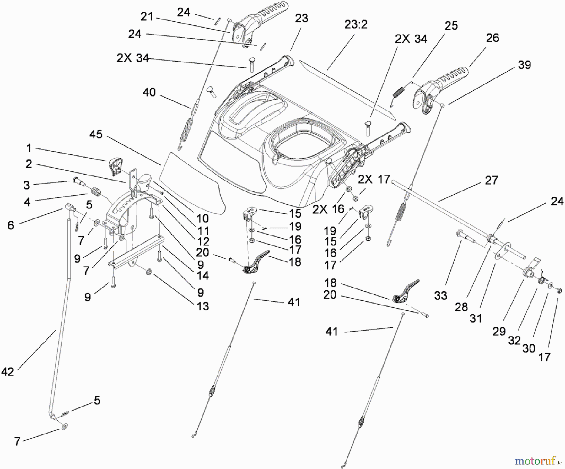  Toro Neu Snow Blowers/Snow Throwers Seite 2 38637 (828 OXE) - Toro Power Max 828 OXE Snowthrower, 2010 (310000001-310999999) HANDLE ASSEMBLY