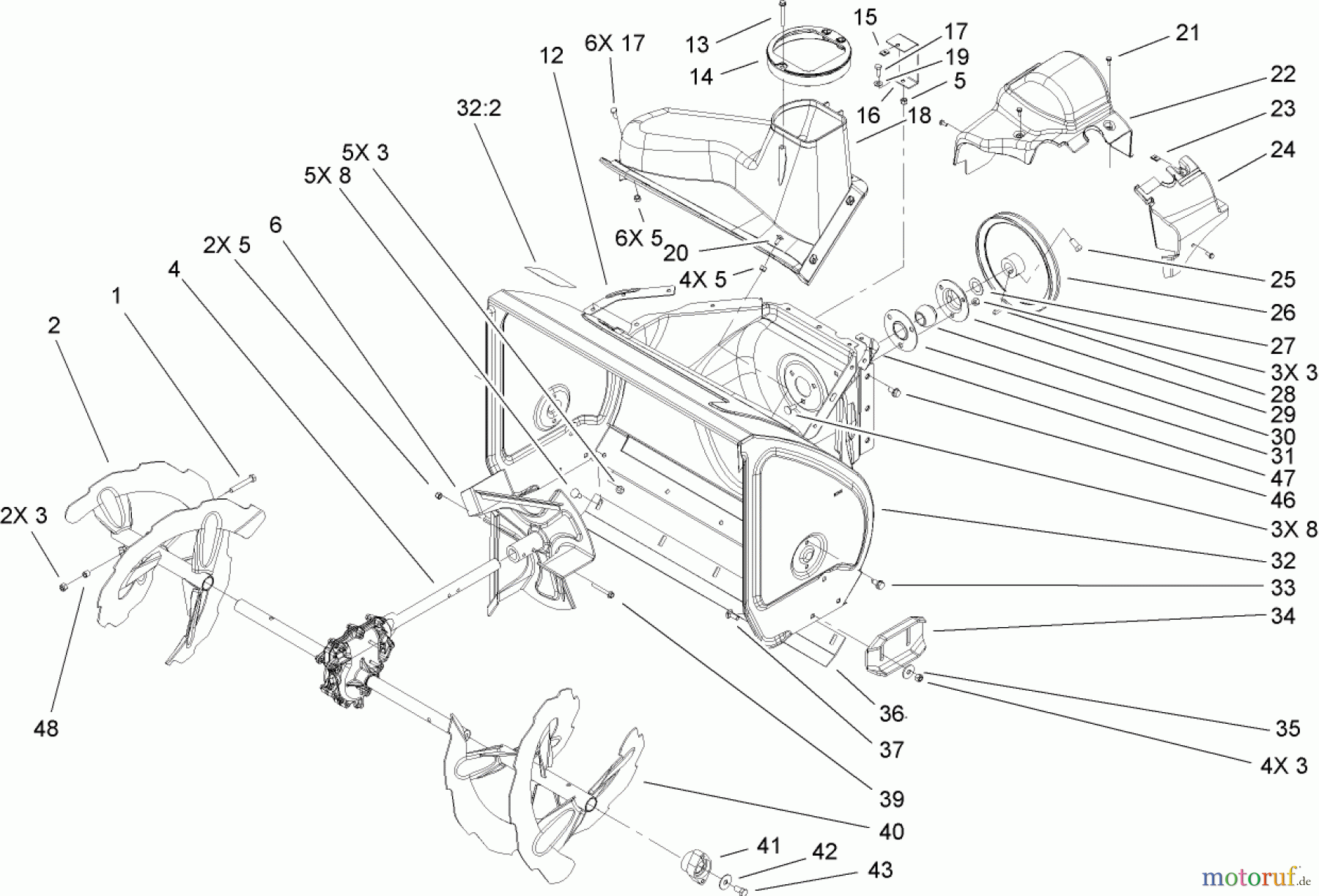  Toro Neu Snow Blowers/Snow Throwers Seite 2 38640 (1028 LXE) - Toro Power Max 1028 LXE Snowthrower, 2008 (280000001-280999999) AUGER AND HOUSING ASSEMBLY