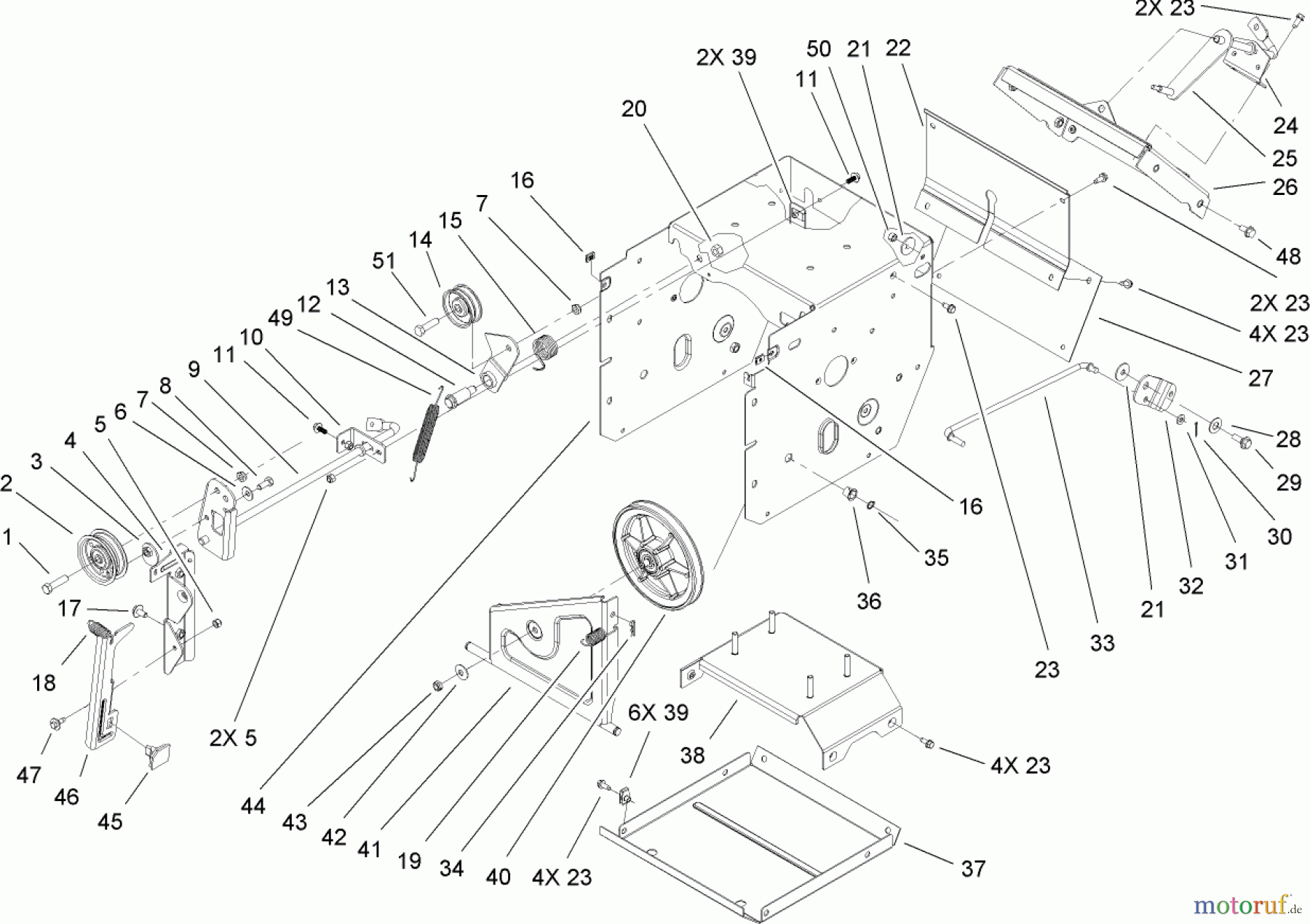  Toro Neu Snow Blowers/Snow Throwers Seite 2 38640 (1028 LXE) - Toro Power Max 1028 LXE Snowthrower, 2007 (270000001-270999999) FRAME ASSEMBLY