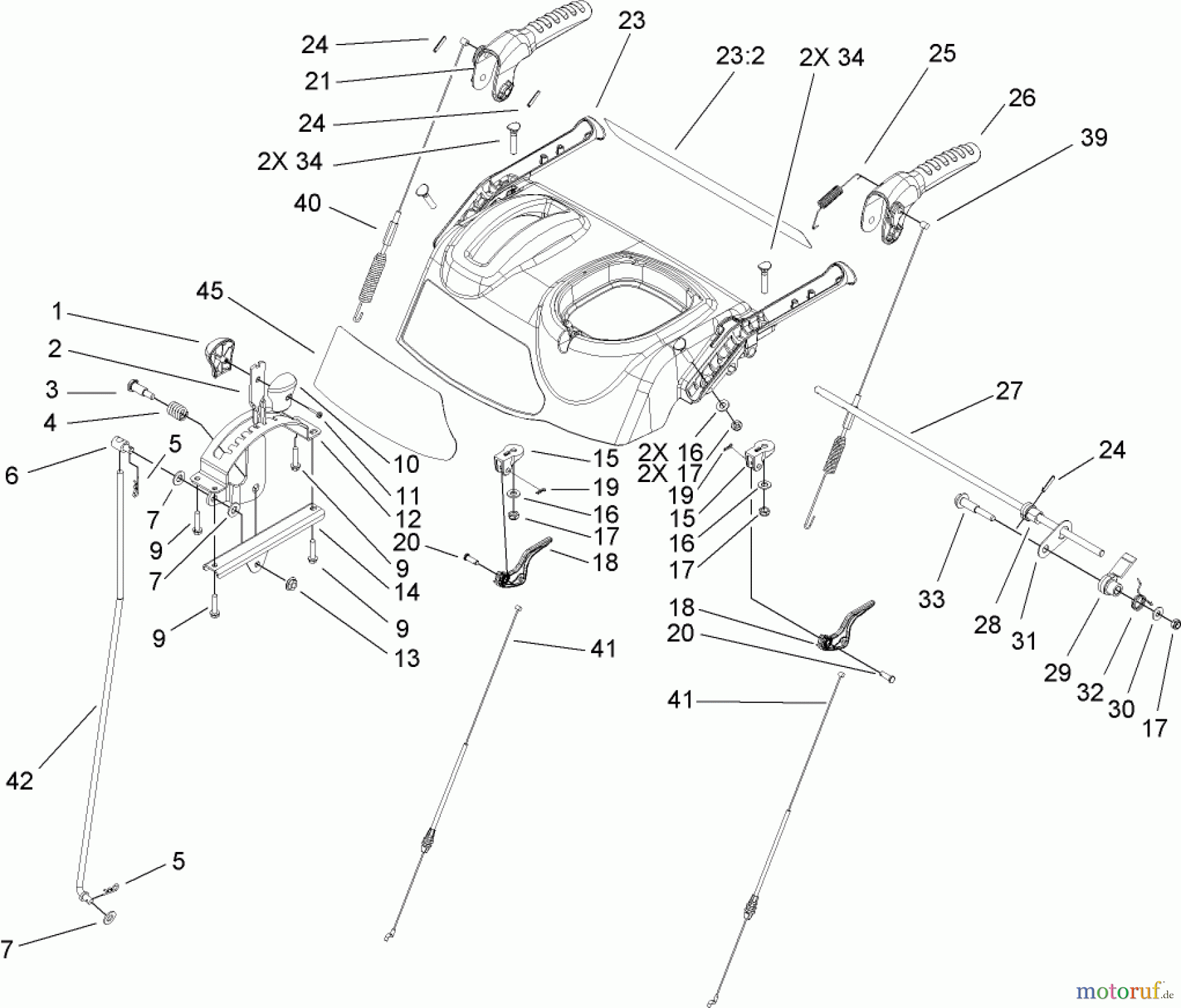  Toro Neu Snow Blowers/Snow Throwers Seite 2 38640 (1028 LXE) - Toro Power Max 1028 LXE Snowthrower, 2007 (270000001-270999999) HANDLE ASSEMBLY