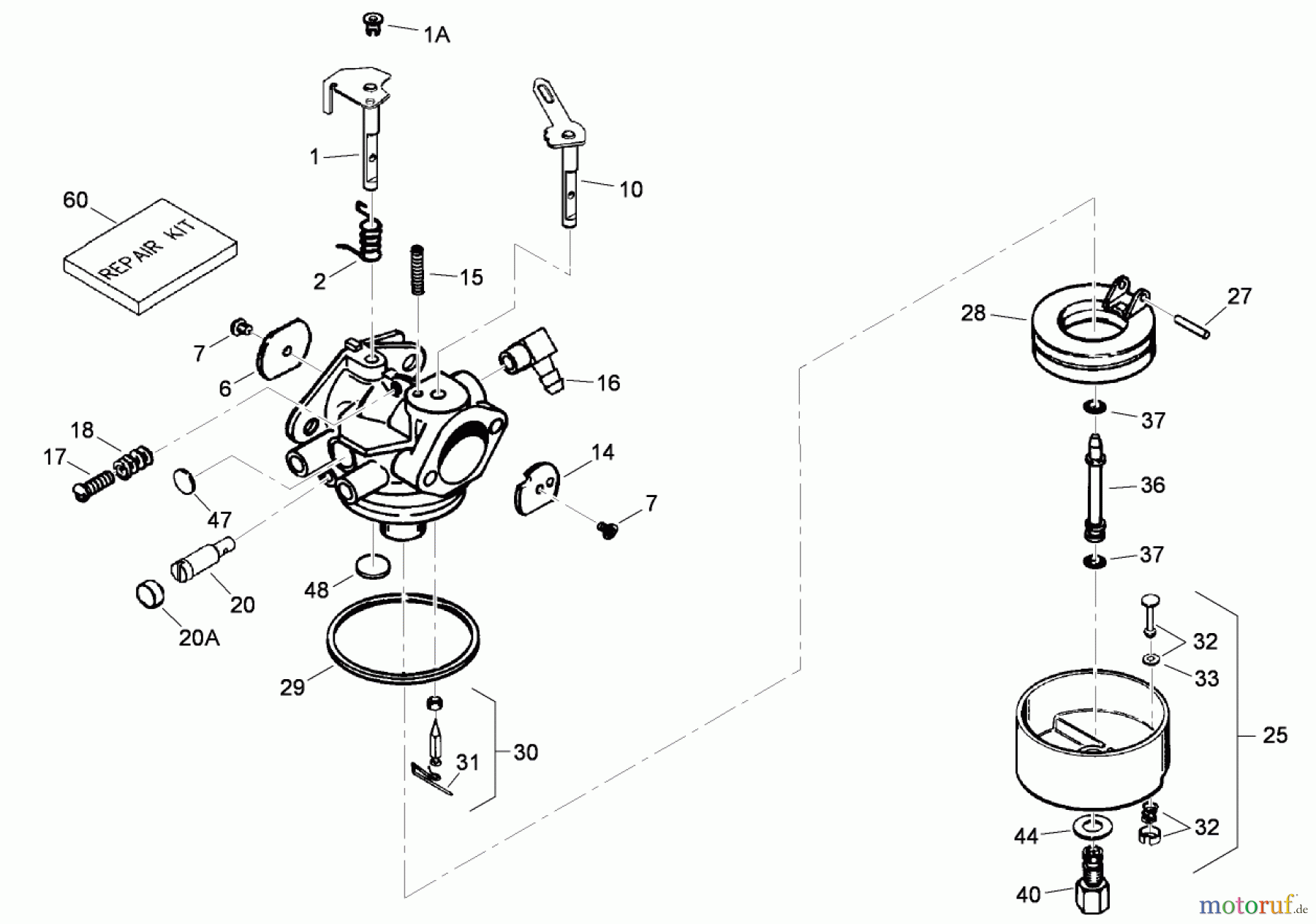  Toro Neu Snow Blowers/Snow Throwers Seite 2 38650 (1128 OXE) - Toro Power Max 1128 OXE Snowthrower, 2005 (250010001-250999999) CARBURETOR ASSEMBLY NO. 640169 TECUMSEH OHSK110-221734D