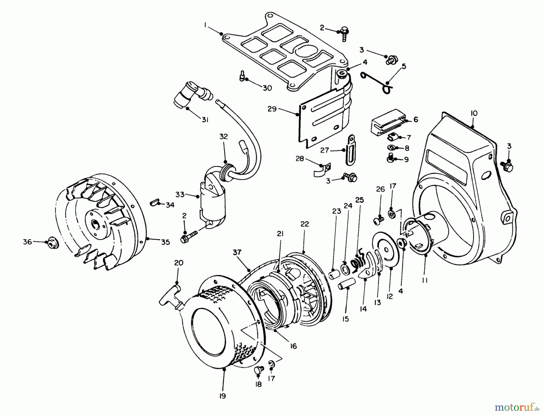  Toro Neu Generators 62032 (T3000D) - Toro Generator, T3000D, 1988 (8000001-8999999) RECOIL STARTER ASSEMBLY