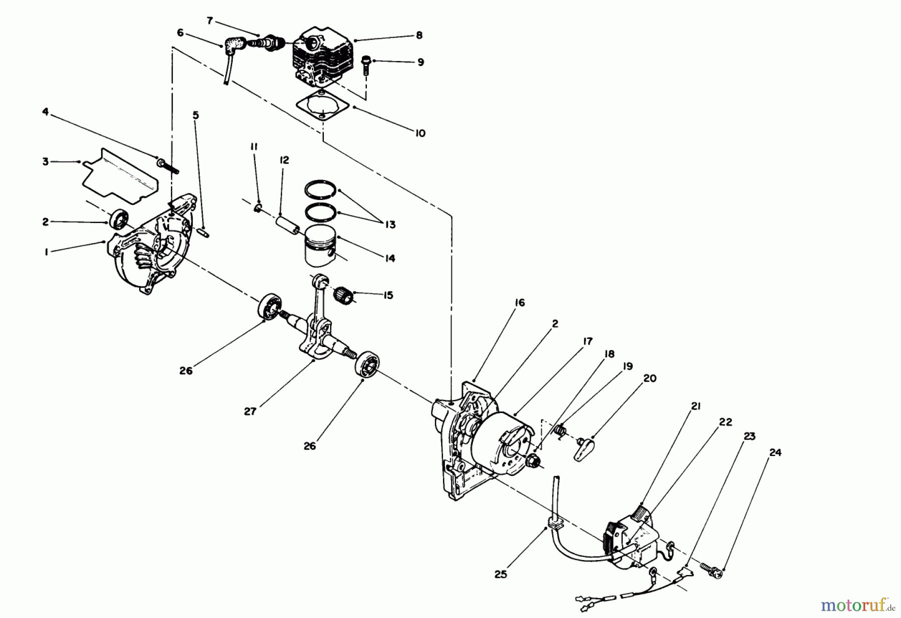  Toro Neu Trimmers, String/Brush 51637 (TC 2010) - Toro TC 2010 Gas Trimmer, 1991 (1000001-1999999) ENGINE ASSEMBLY #2