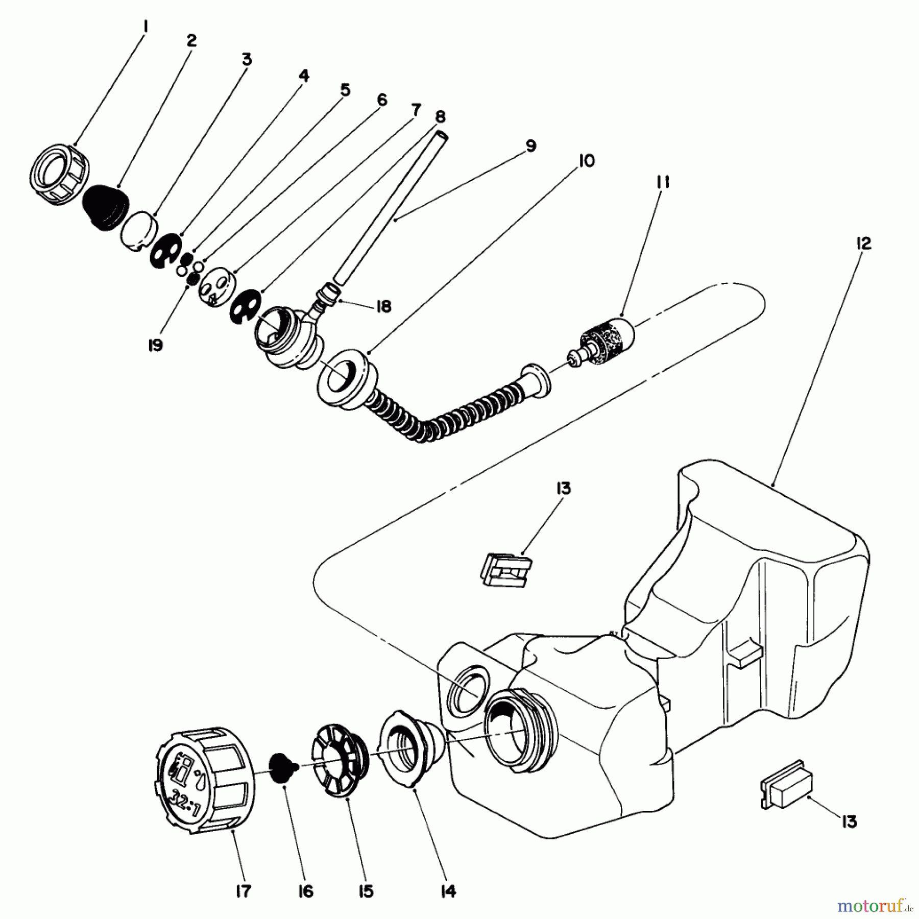  Toro Neu Trimmers, String/Brush 51650 (TC 3100) - Toro TC 3100 Gas Trimmer, 1988 (8000001-8999999) FUEL TANK ASSEMBLY