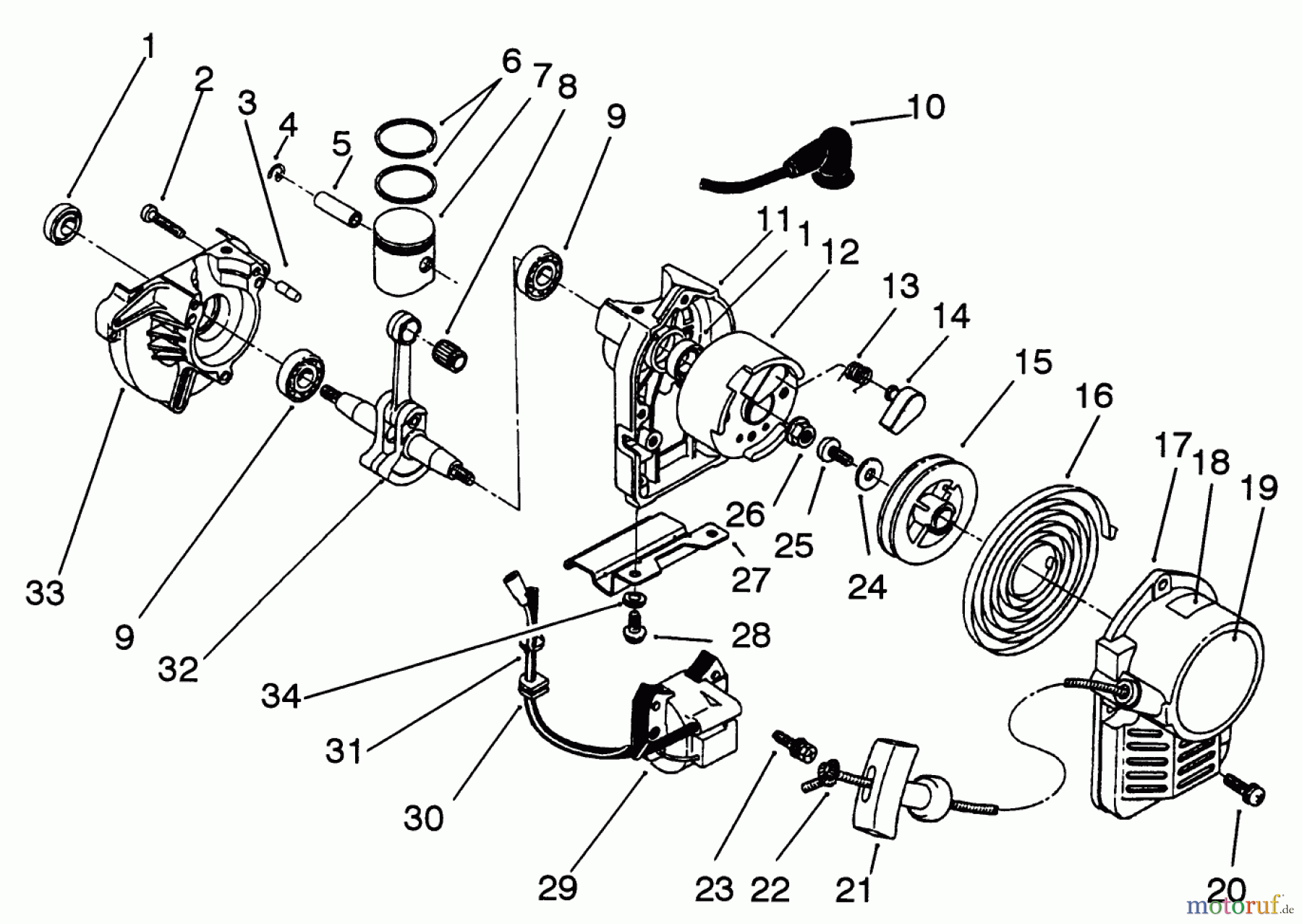  Toro Neu Trimmers, String/Brush 51650 (TC 3100) - Toro TC 3100 Gas Trimmer, 1992 (2000001-2999999) ENGINE ASSEMBLY #1