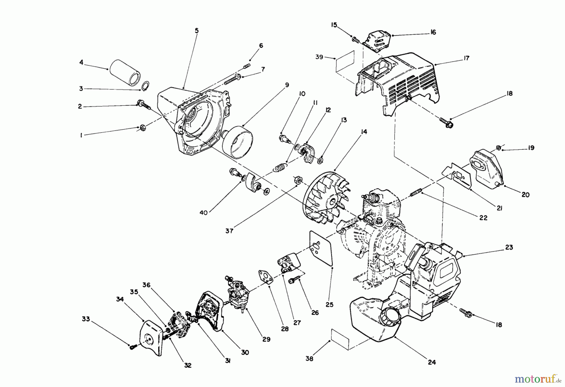  Toro Neu Trimmers, String/Brush 51652 (TC 3105) - Toro TC 3105 Gas Trimmer, 1991 (1000001-1999999) ENGINE ASSEMBLY #1